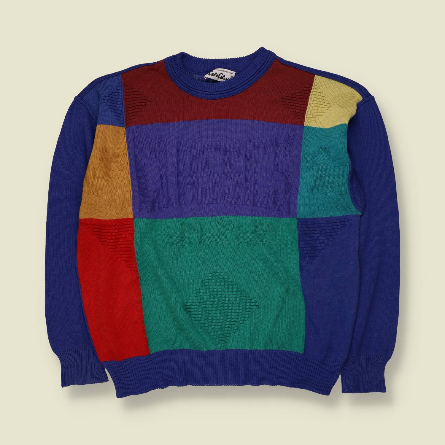 1980s | Carlo Colucci | Knit Jumper | Multicolour Colourblock - L