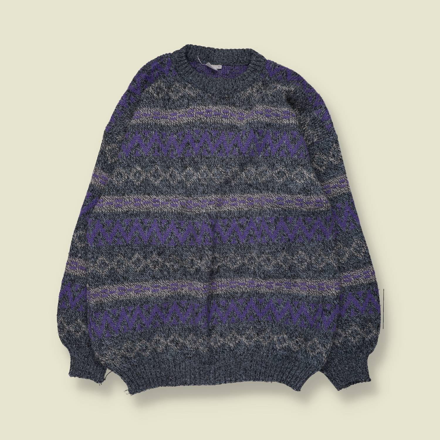 1980s | Knit Jumper | Grey Purple - XL