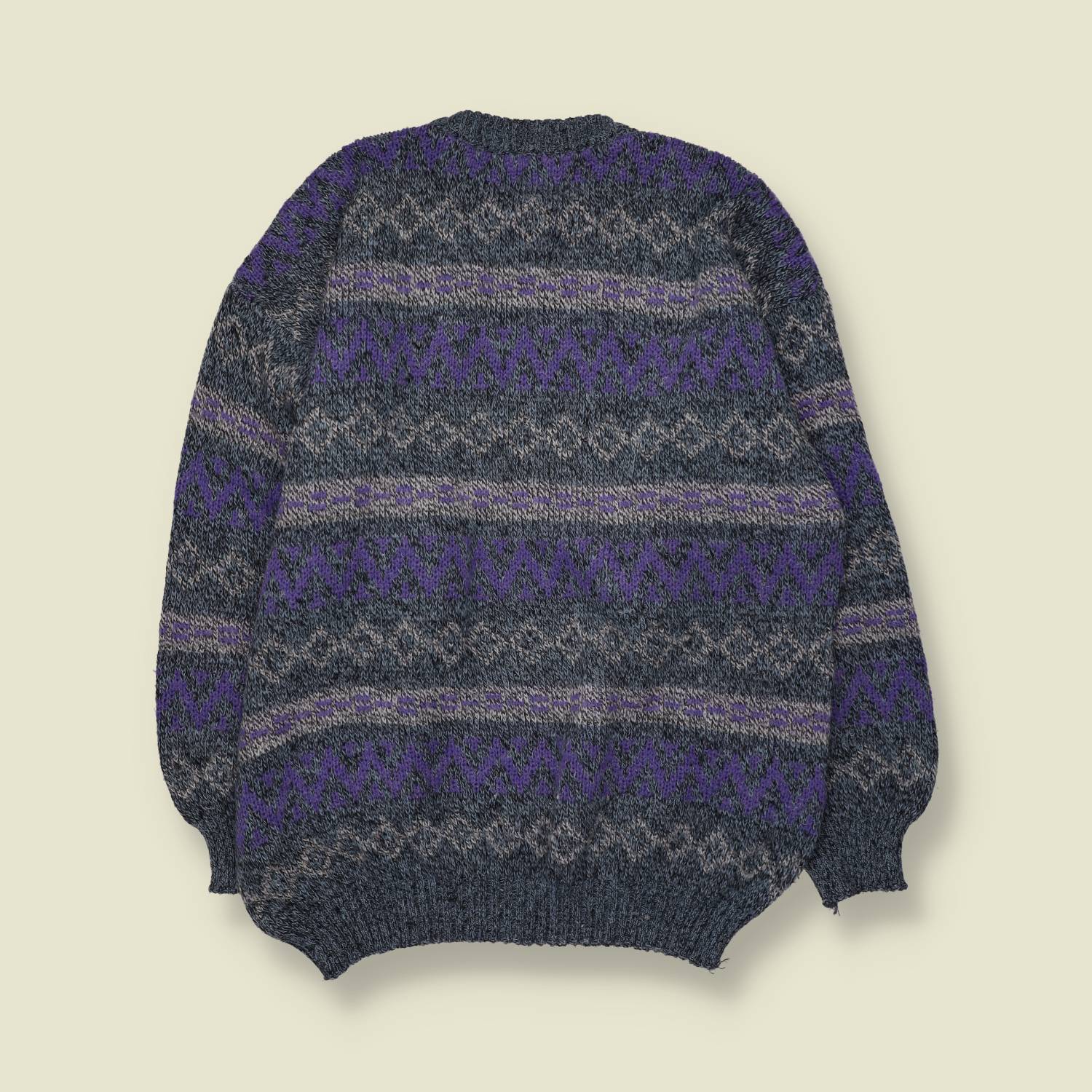 1980s | Knit Jumper | Grey Purple - XL