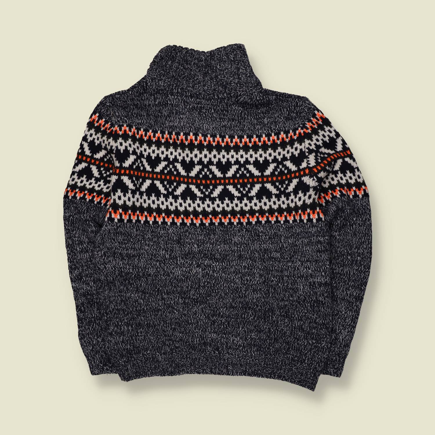 1990s | Angelo Litrico | Quarter-Zip Jumper | Navy Multicolour - M