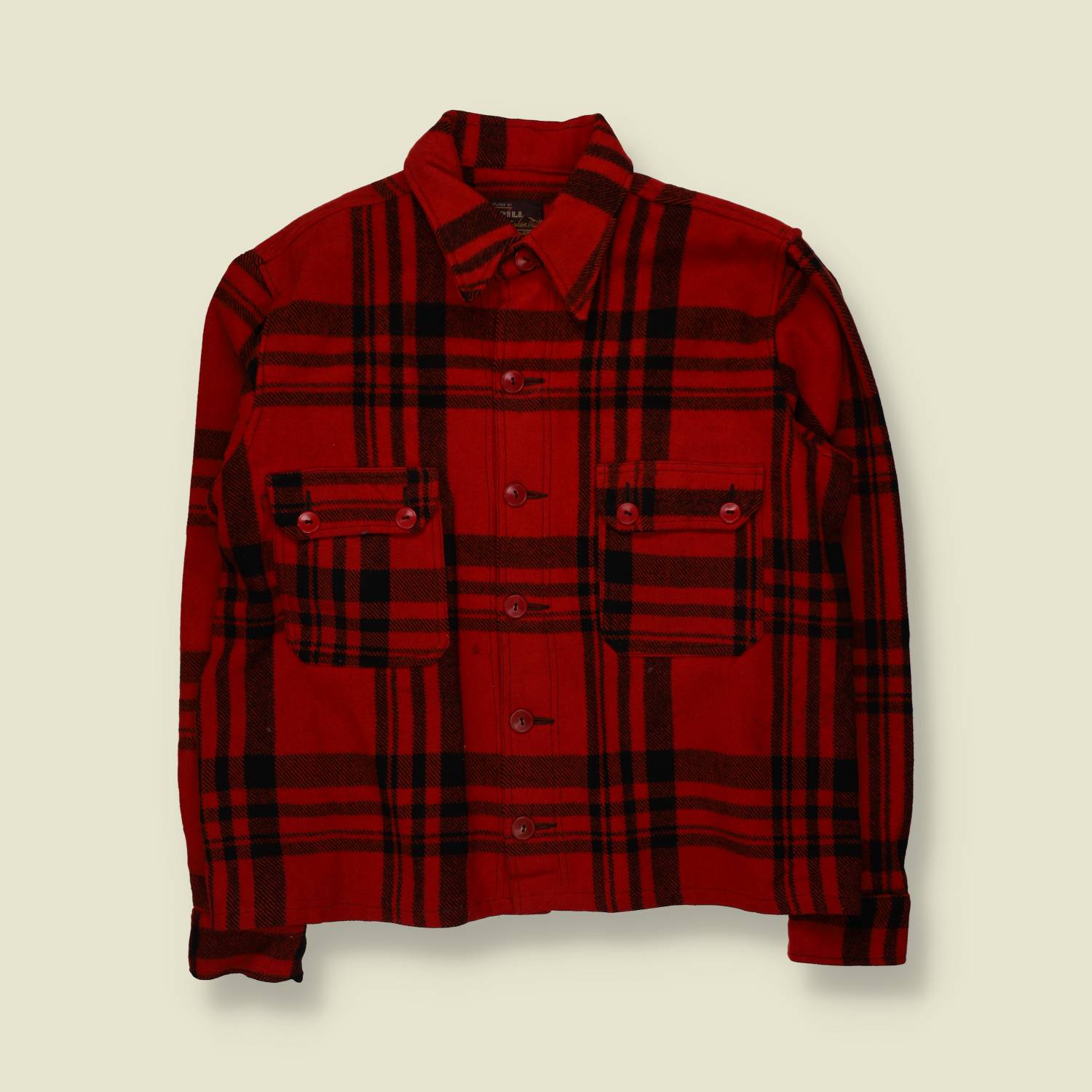 1950s | Mackinaw Shirt | Red Black Check - L