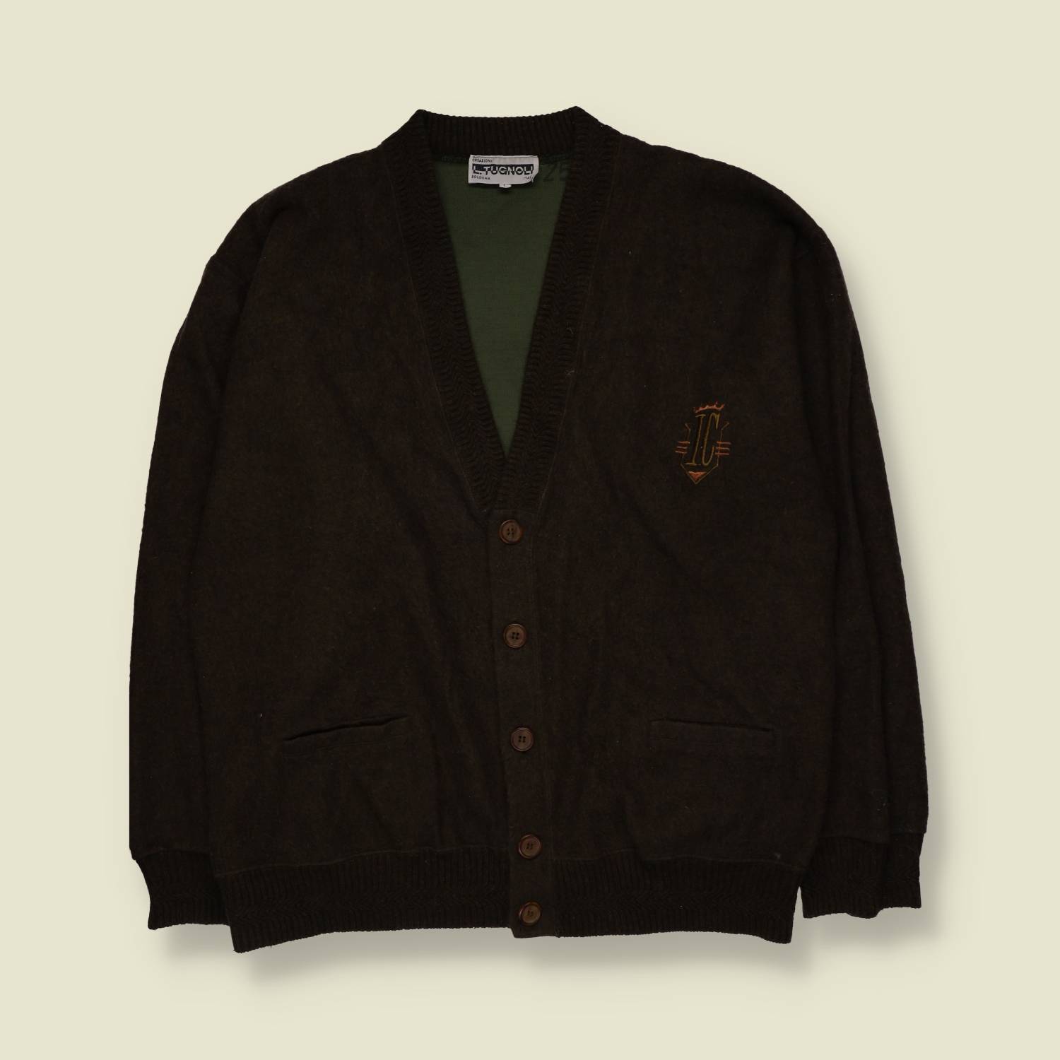 1980s | Lucnou | Cardigan | Dark Brown | Made in Italy - XL