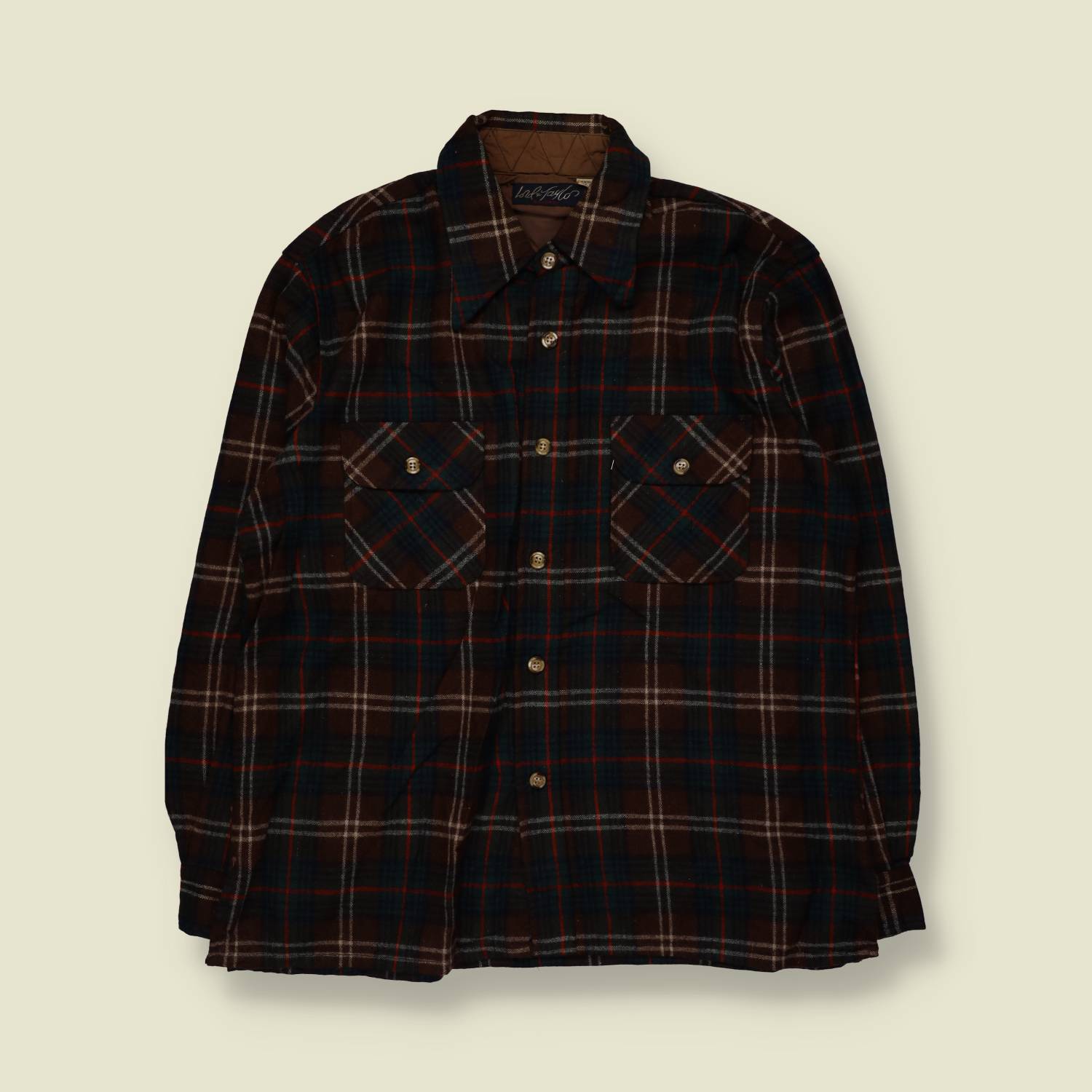 1970s | Lord & Taylor | Shirt | Dark Brown Plaid - L
