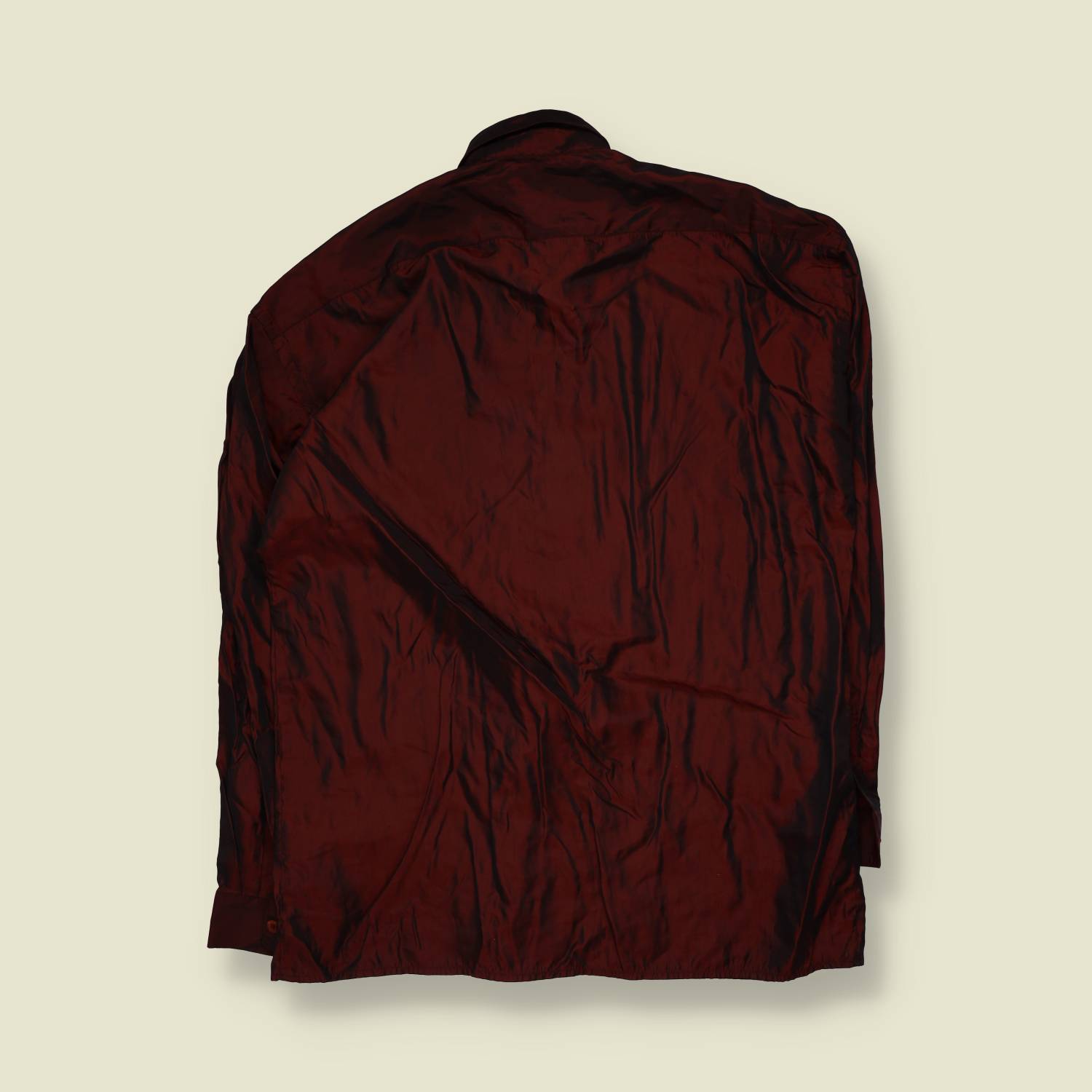 1990s | Satin Shirt | Burgundy - L