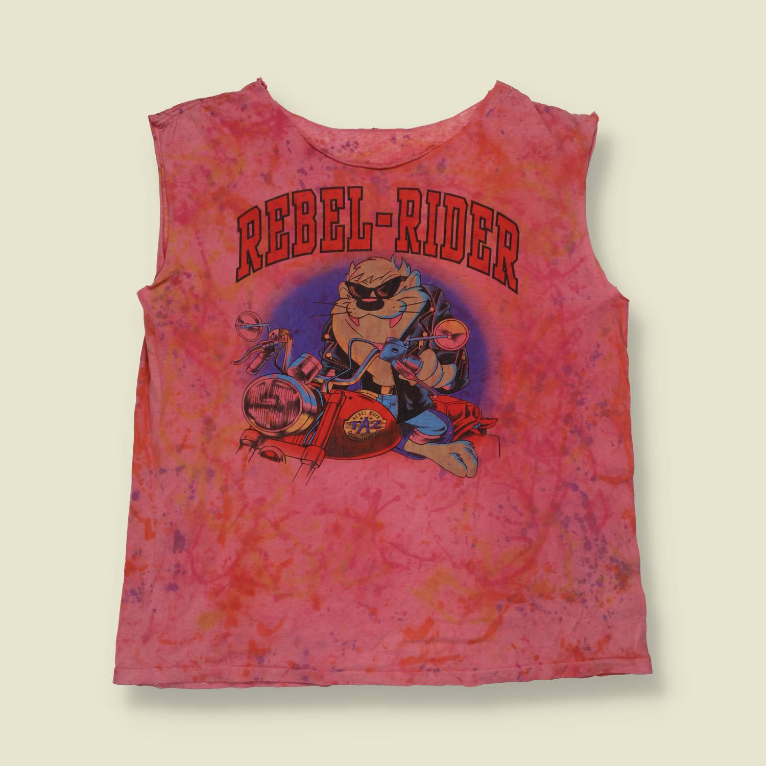 1990s | Taz Rebel Rider Vest | Pink Acid Wash - XXL