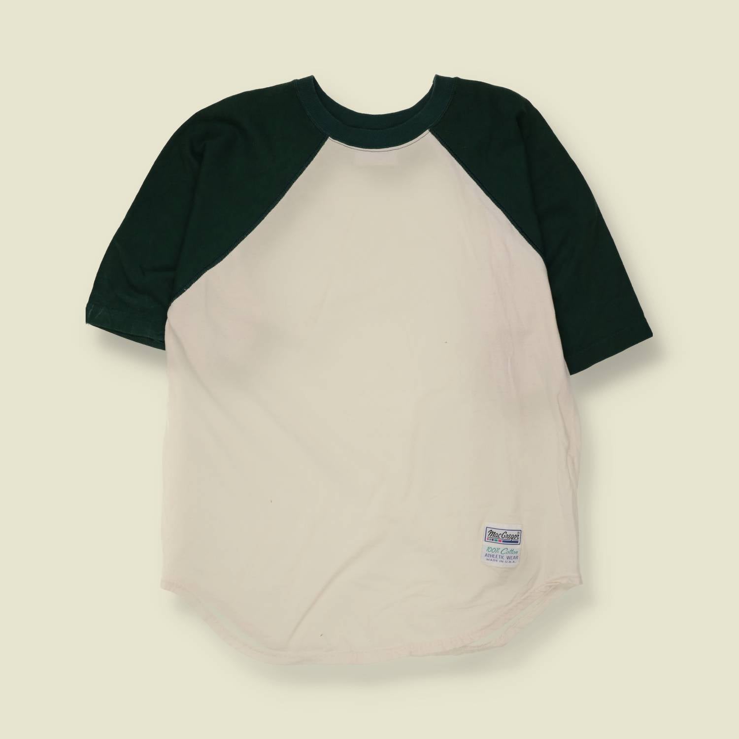 1990s | MacGregor | Raglan T-Shirt | White/Forest Green | Made in USA - L