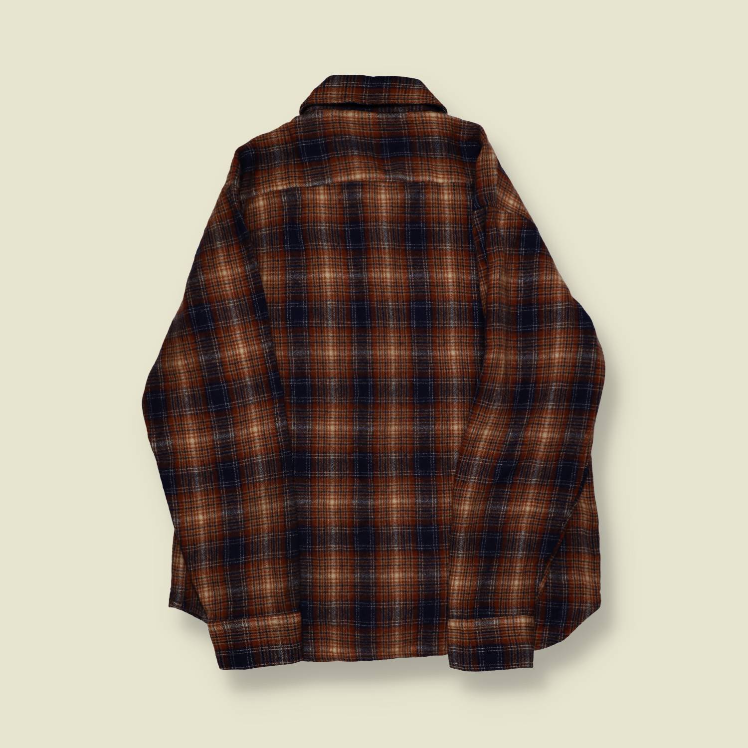 1970s | King’s Road | Heavy Flannel Shirt – Brown/Navy Plaid - M