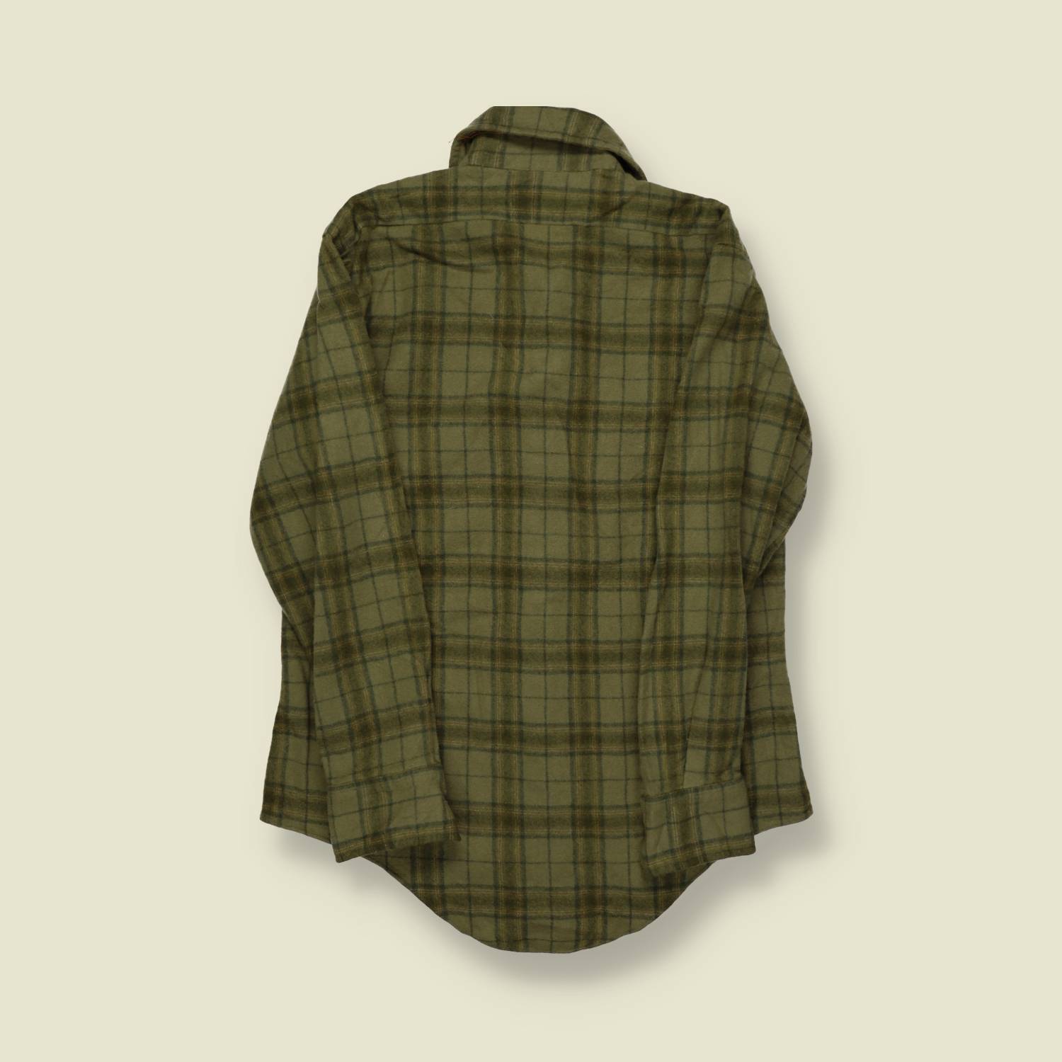 1970s | Ponderosa | Brushed Flannel Shirt – Olive Windowpane - XS