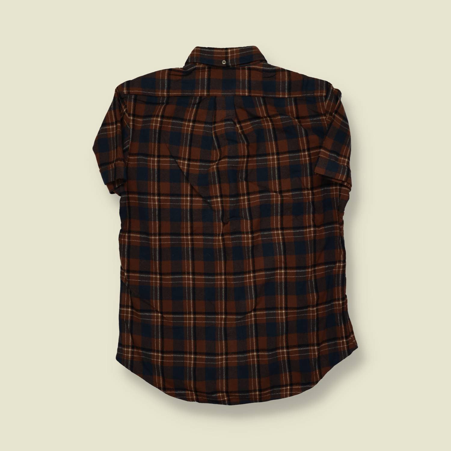 1960s | Freeman & Clark | Short-Sleeve Flannel Shirt – Brown/Navy Check - S