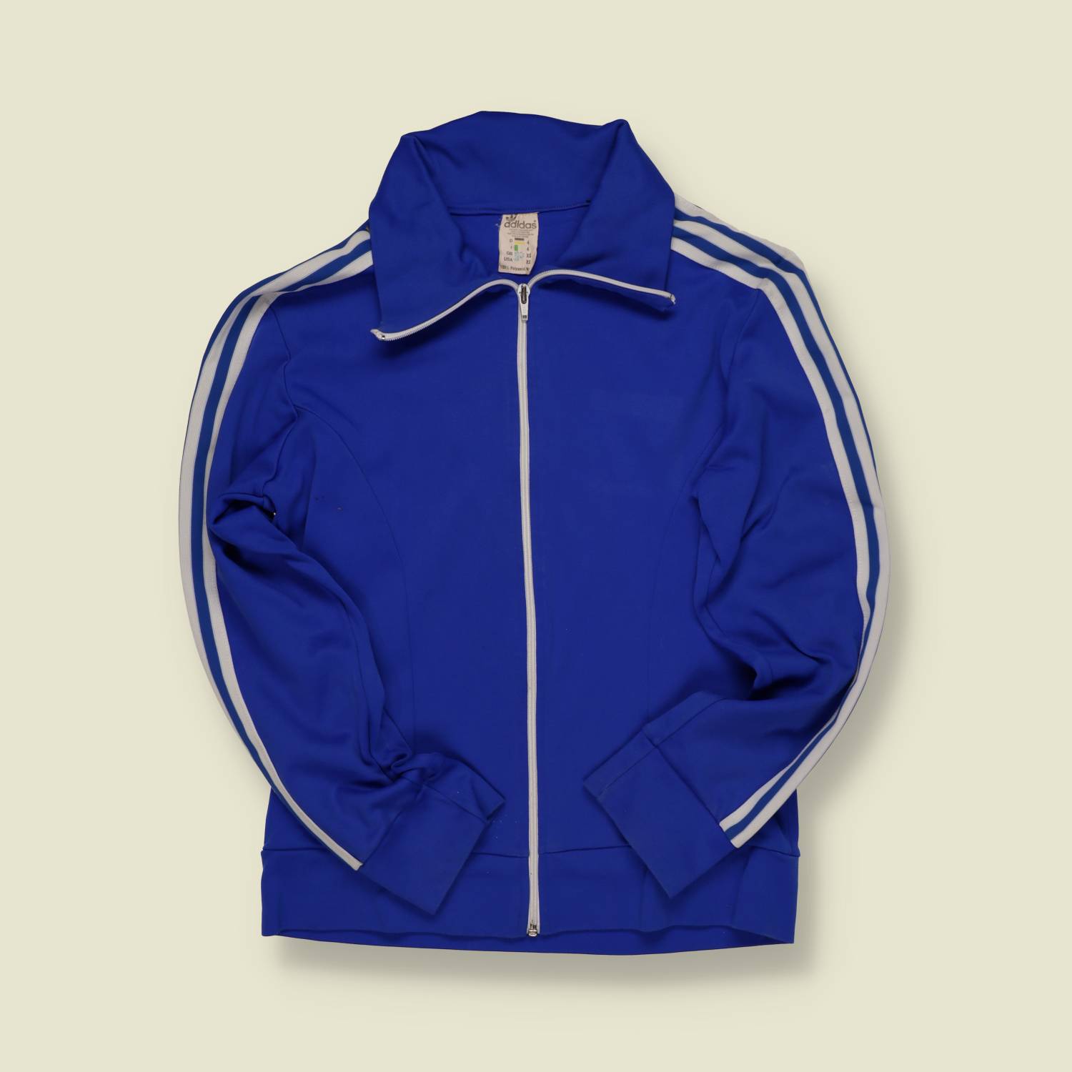 1970s | Adidas | Three-Stripe Track Top – Royal Blue/White – XS