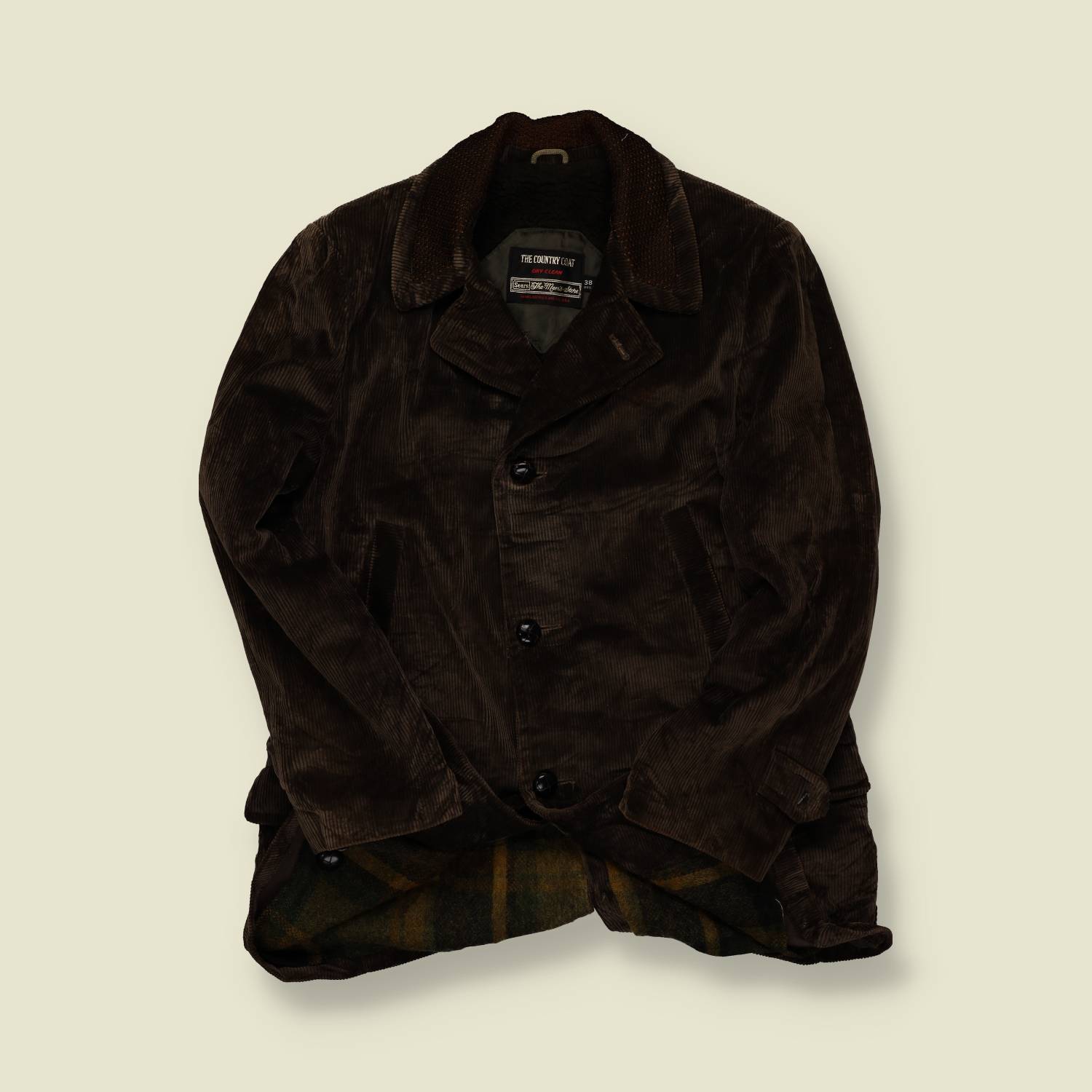 1970s | The Country Club | Corduroy Field Coat – Brown with Wool Lining - S