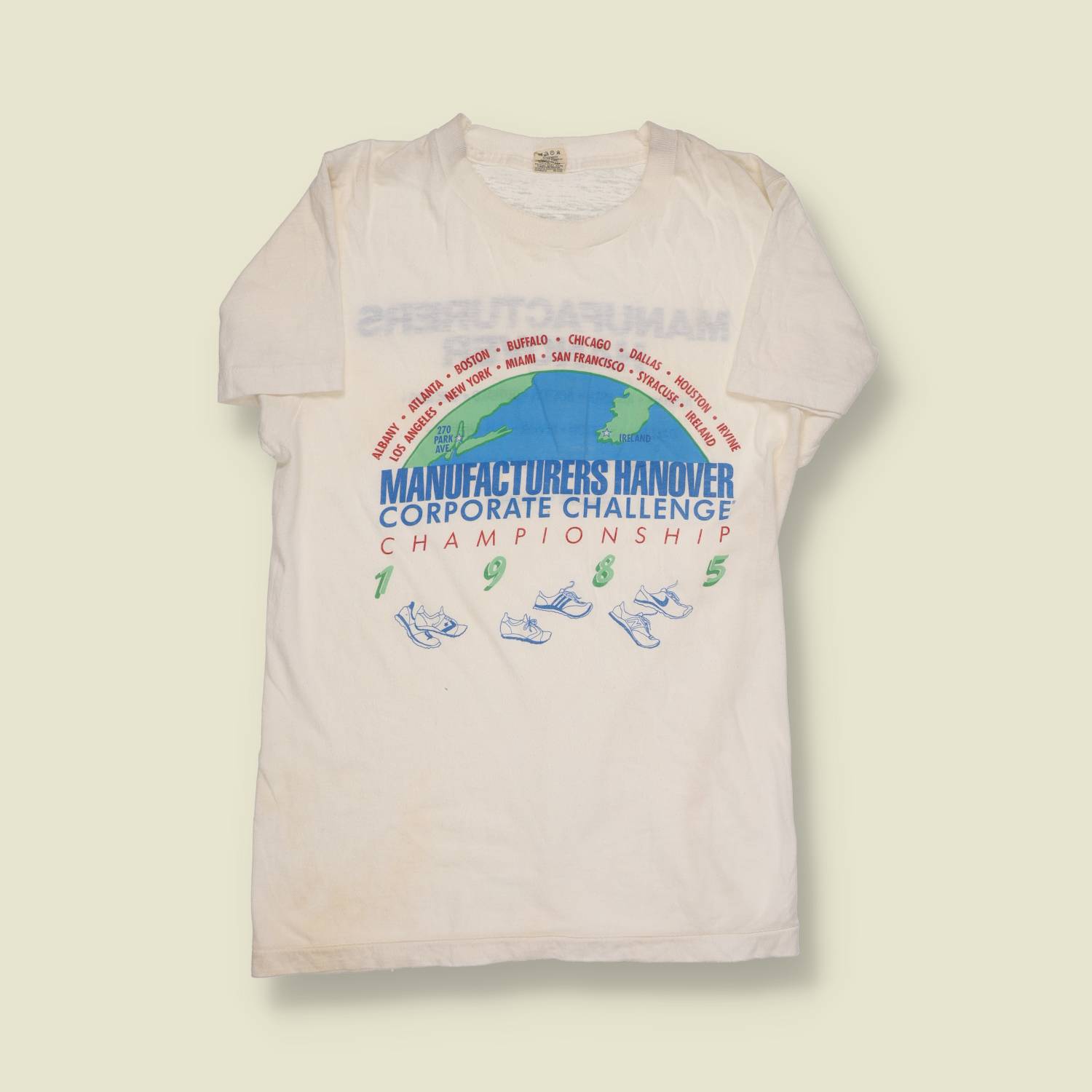 1985 | Manufacturers Hanover | Corporate Challenge Tee – USA Cities Print - XS