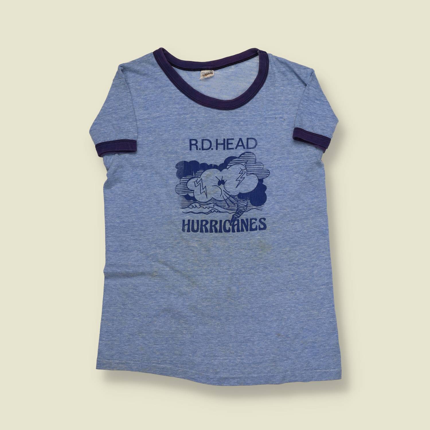 1970s | Hanes | R.D. Head Hurricanes Ringer Tee – Heather Blue - XXS