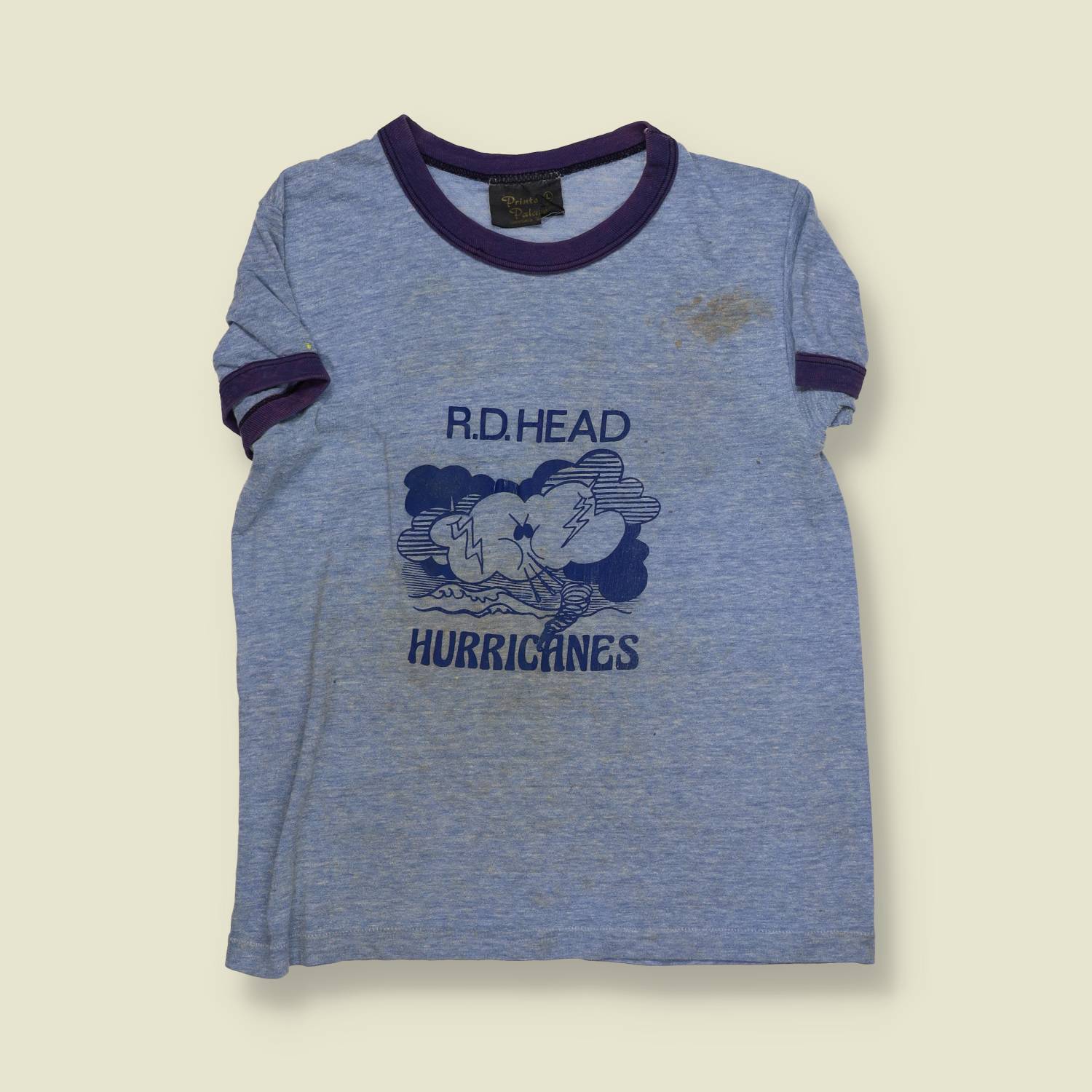 1970s | Pronto Palace | R.D. Head Hurricanes Ringer Tee – Heather Blue - XXXS