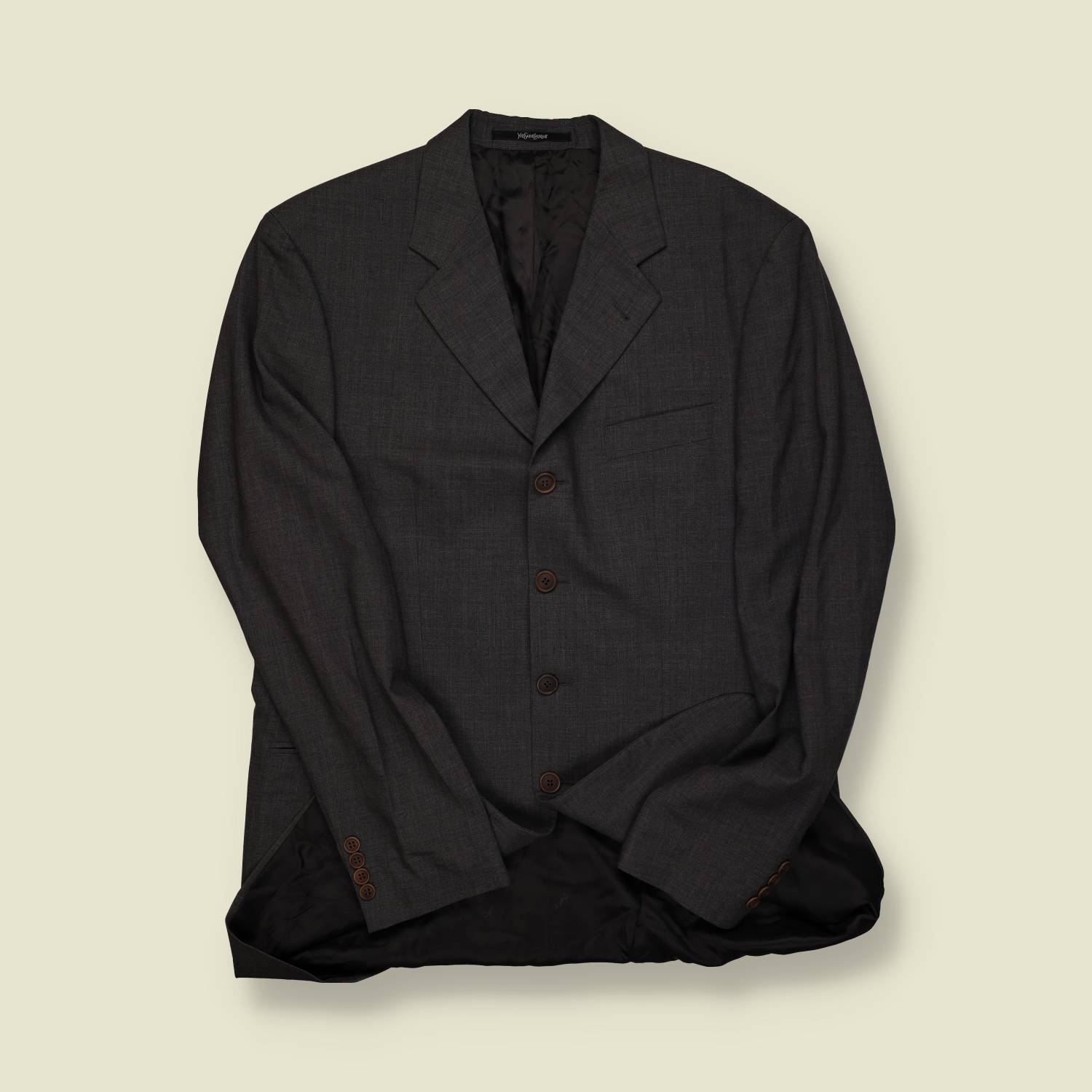 1990s | Yves Saint Laurent | Four-Button Blazer – Charcoal - M/L