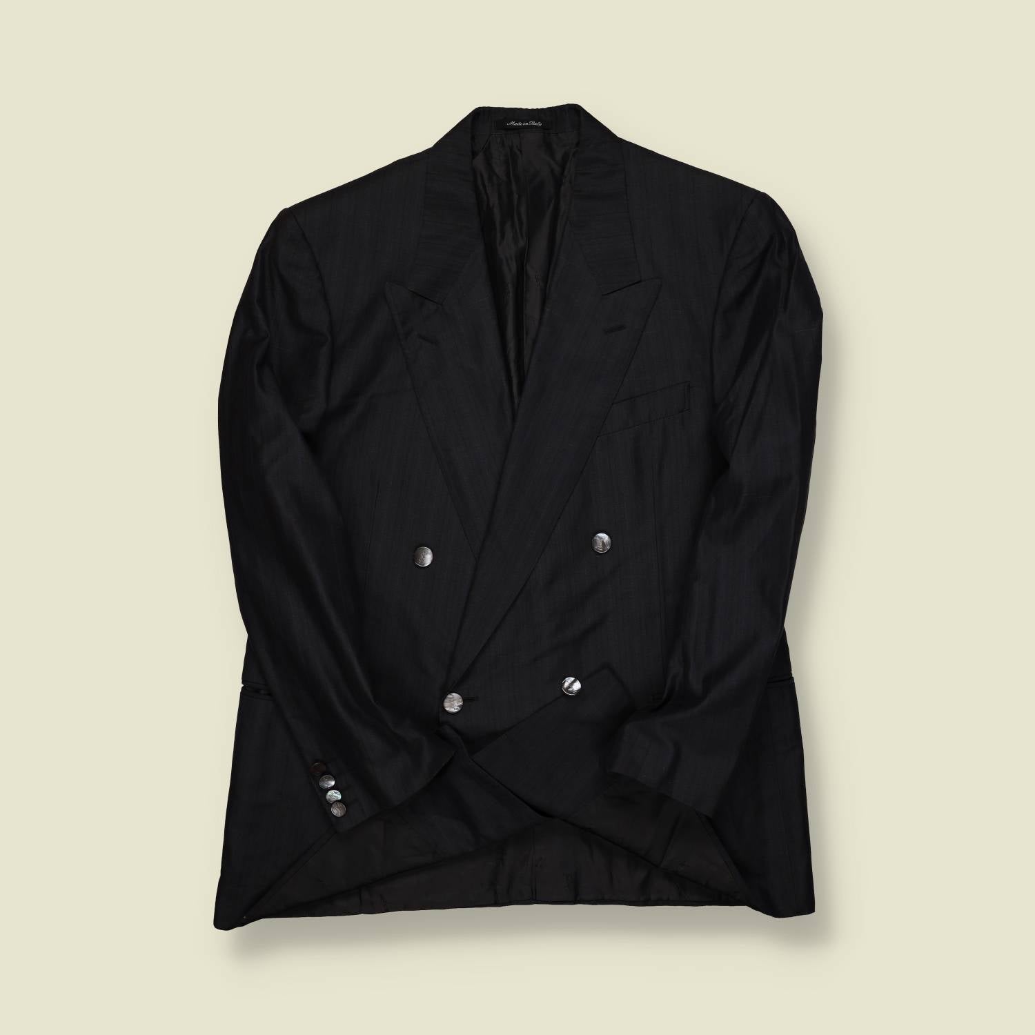 1980s | Yves Saint Laurent (Made in Italy) | Double-Breasted Blazer – Black - M