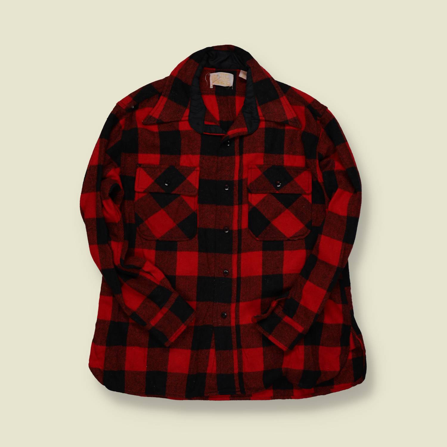 1970s | King’s Road | Buffalo Plaid Wool Shirt – Red/Black - M/L