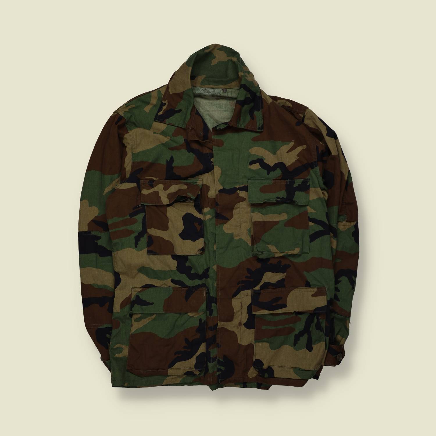 1990s | US Style Camo Shirt | Woodland Camouflage - XL