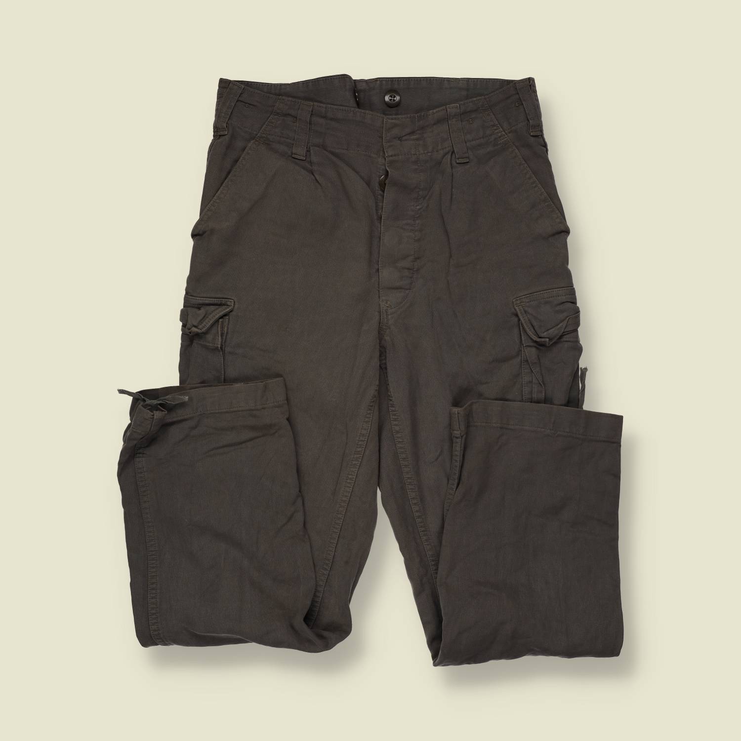 1980s | Military Cargo Trousers | Olive - w30