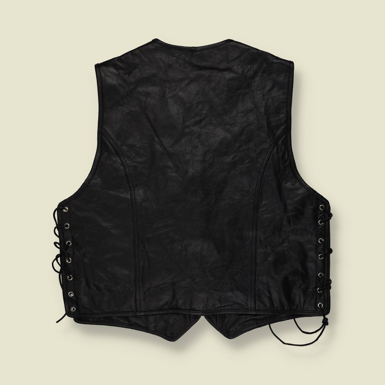 1990s | Hale 15 | Leather Biker Vest | Black - L