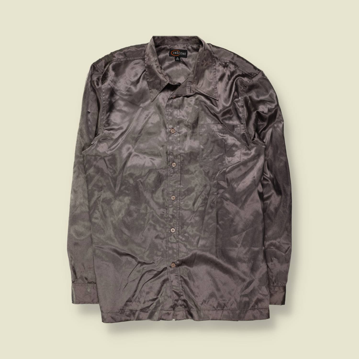 1990s | Inscene | Shimmery Shirt | Charcoal Grey - XL