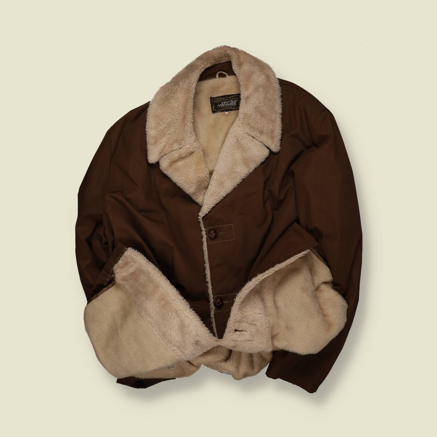 1970s | John Blair | Faux Shearling Coat | Brown – XXXXL