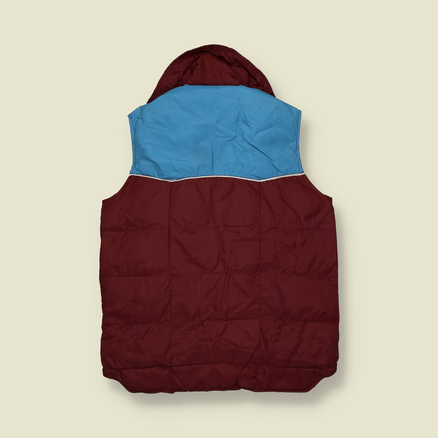 1970s | Reversible Style | Quilted Gilet | Burgundy & Sky Blue – S