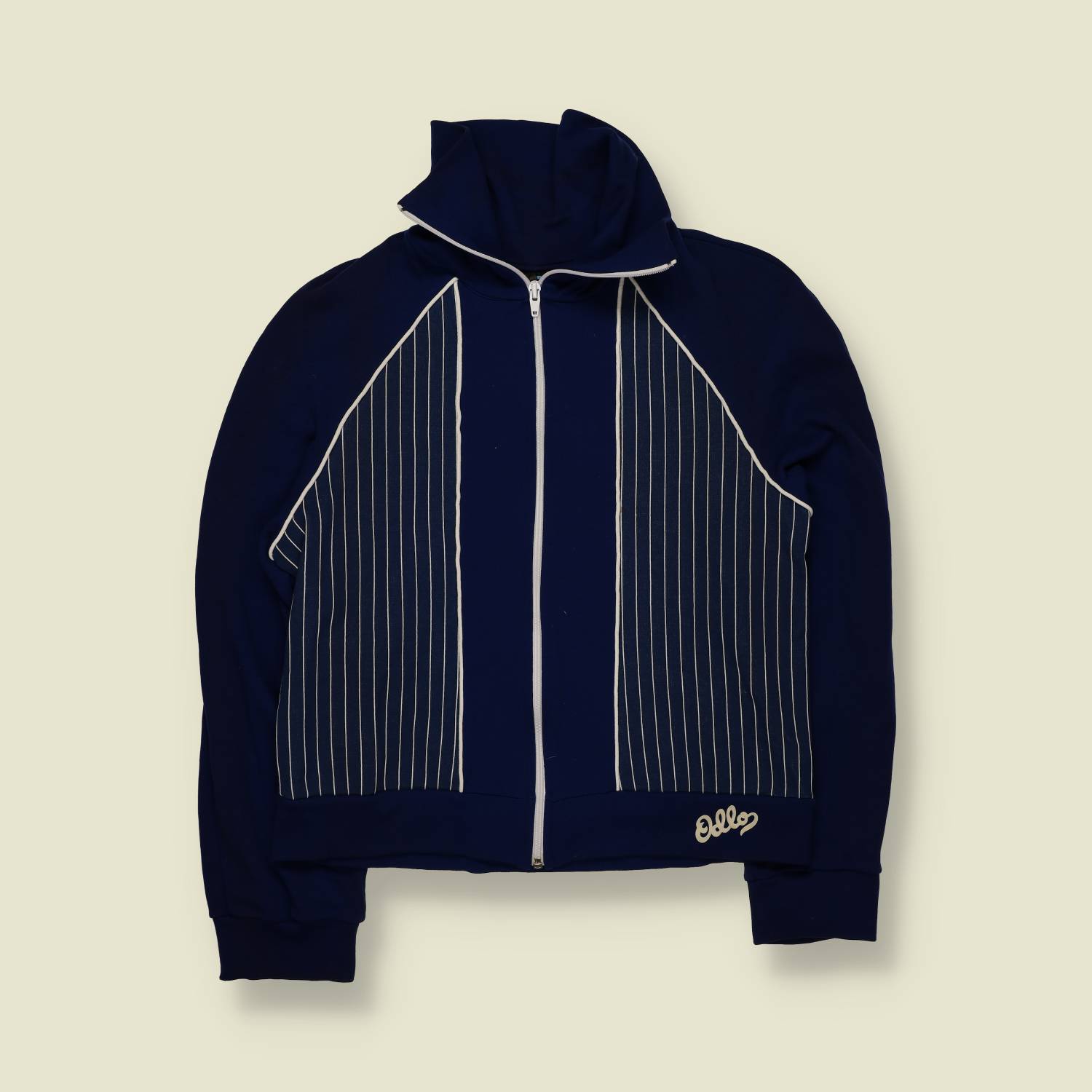 1970s | Odlo | Polyester Track Top | Navy Pinstripe - XS