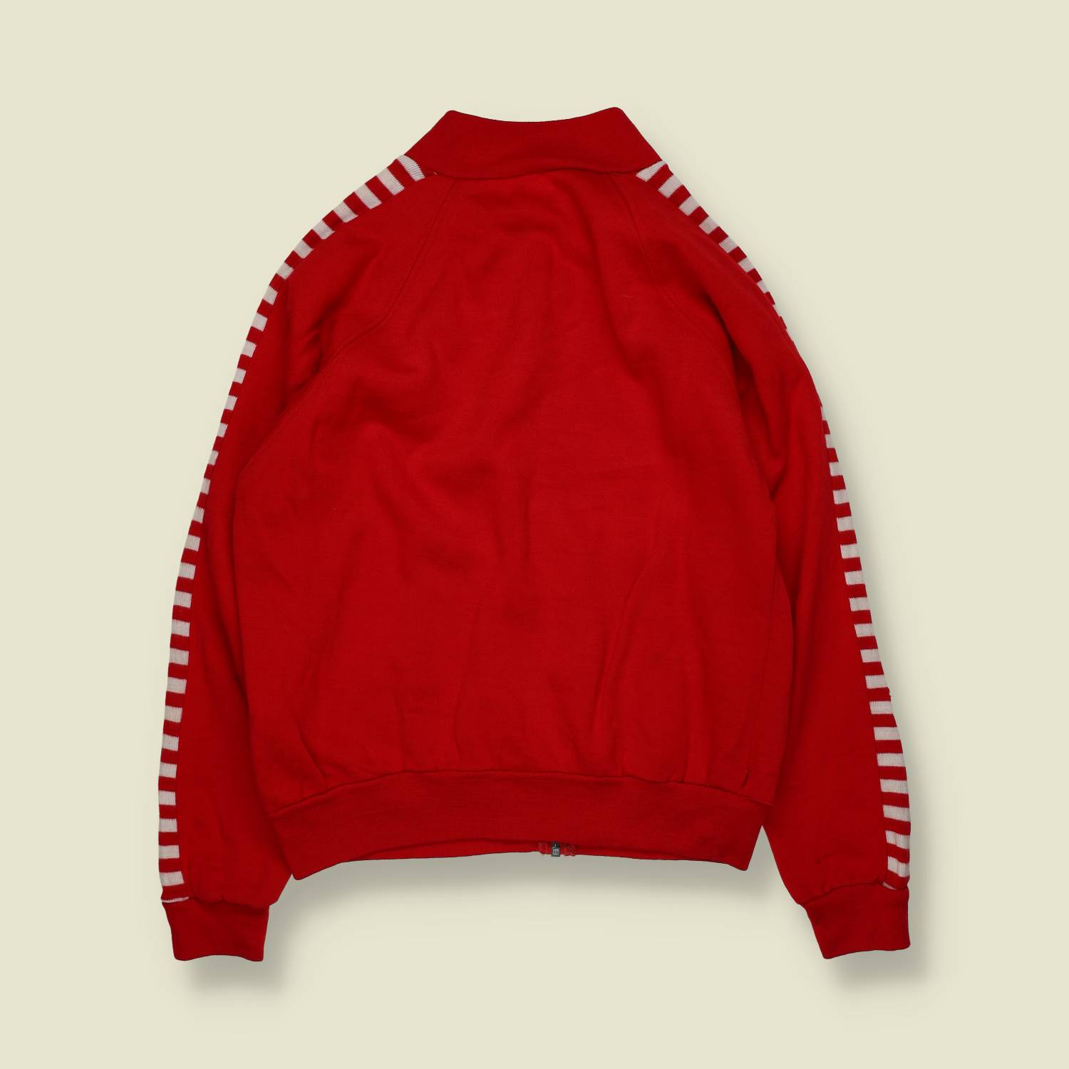 1970s | European Sportswear | Sweat Track Top | Red With Stripe Detail - XS