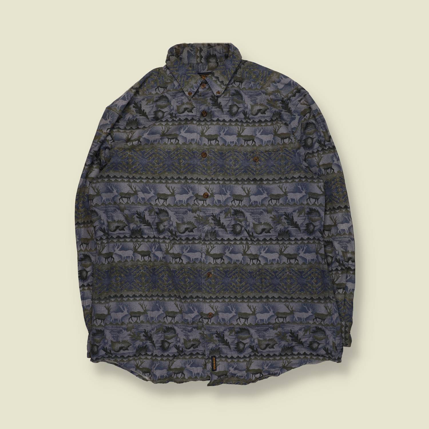 1990s–2000s | Woolrich | Woodland Deer Print Shirt – Blue Grey - XXL