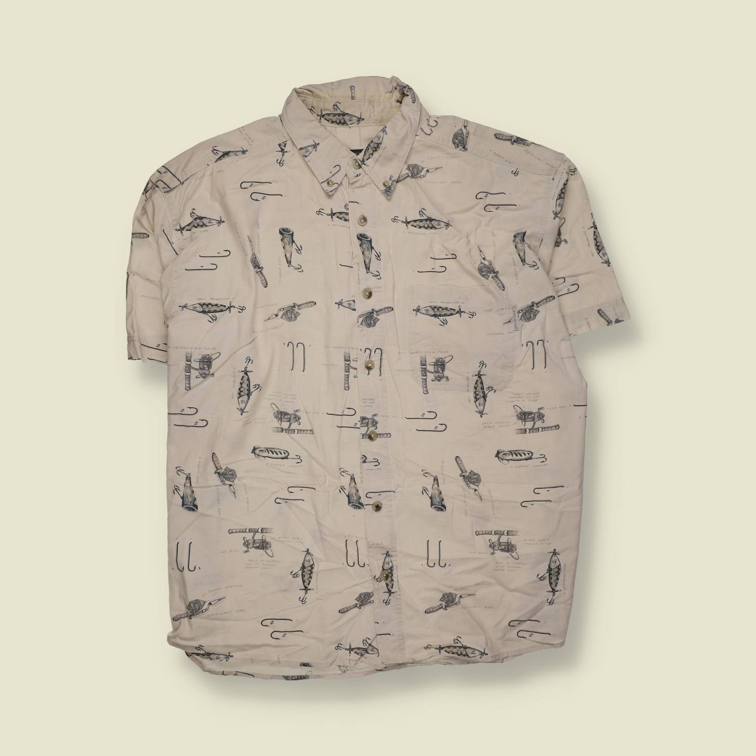 1990s–2000s | Woolrich | Vintage Tackle Print Shirt – Stone - XXXXXL