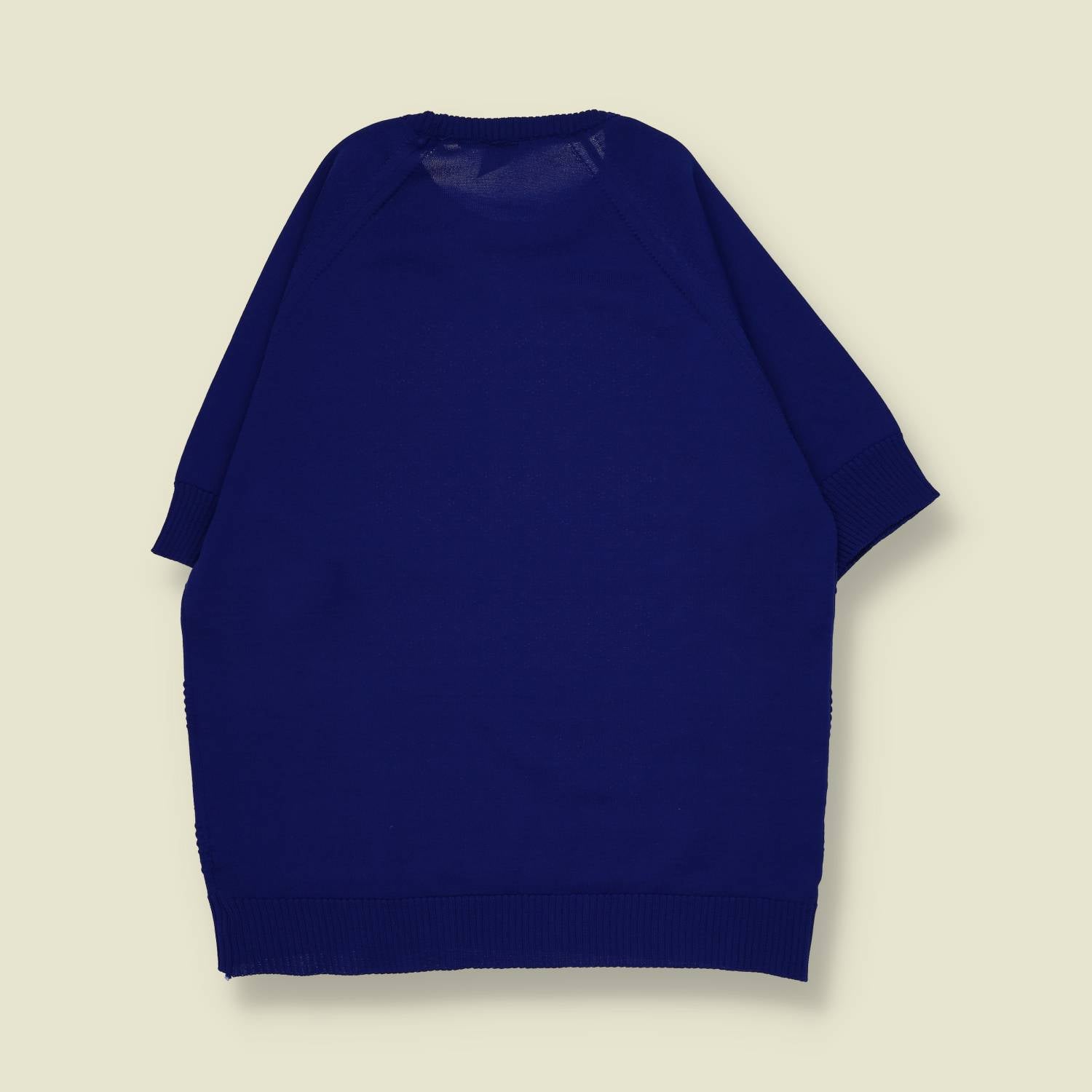 1970s | Short Sleeve Knit Top | Deep Blue – 10