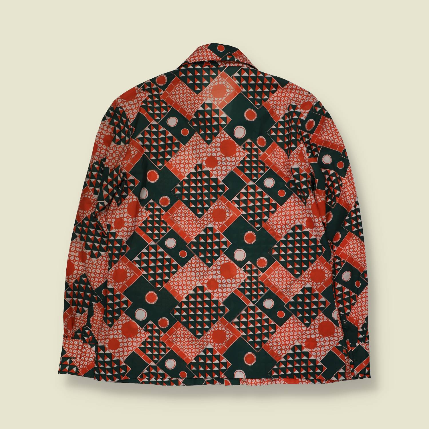 1970s | Miss Pigalle | Printed Blouse | Red Green Geometric – 14