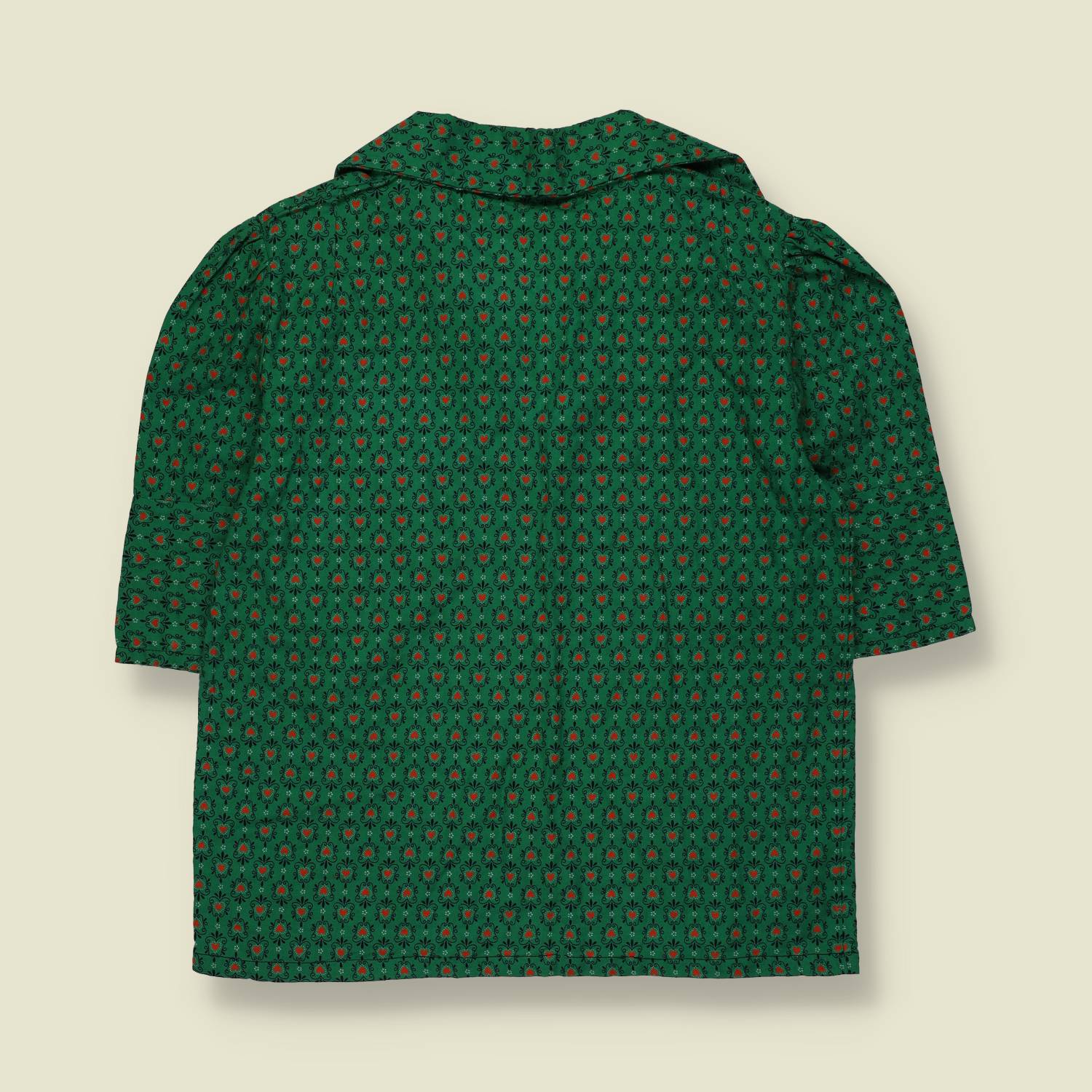 1950s | Printed Blouse | Green & Red - 12