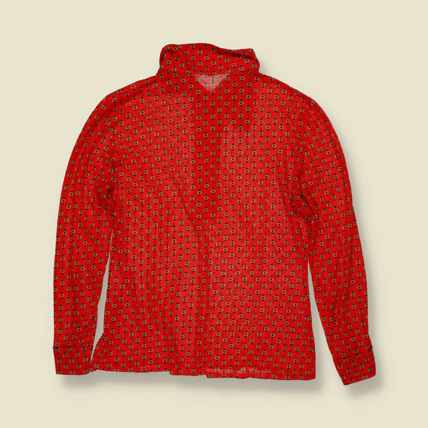 1960s–1970s | Printed Blouse | Red & Black - 10