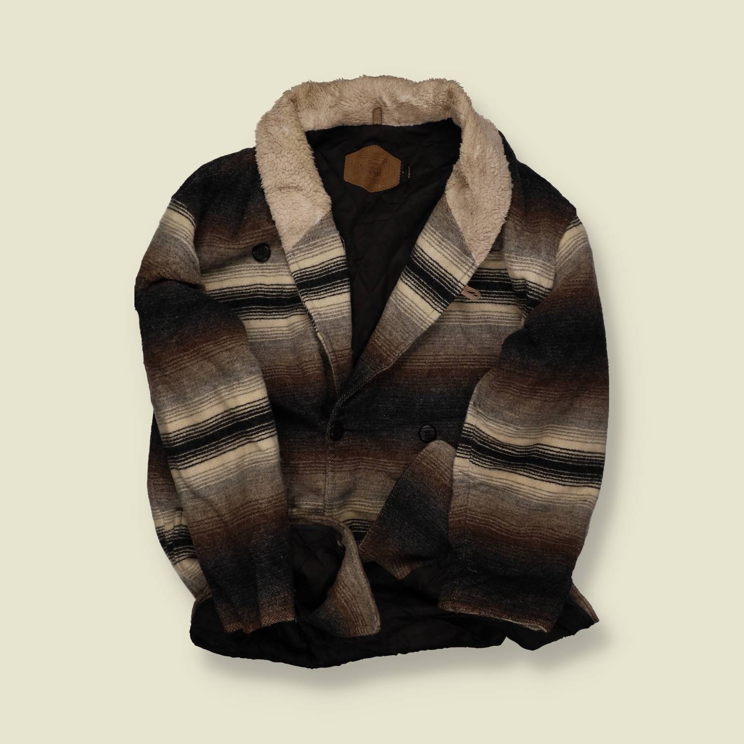1990s | Woolrich | Striped Wool Sherpa-Lined Jacket - L/XL