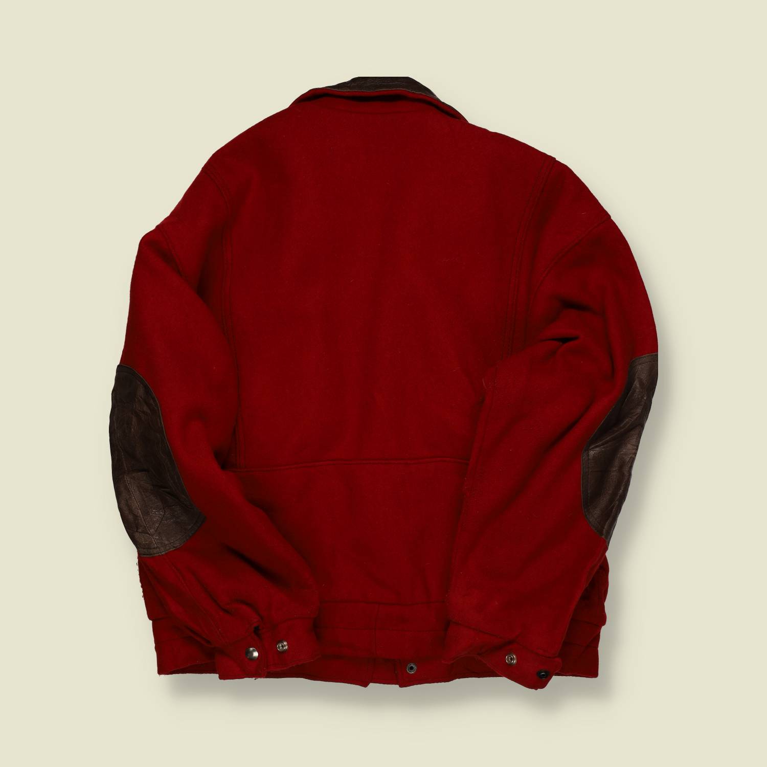 1980s | Reed | Wool Bomber Jacket with Leather Trim – Red - XL