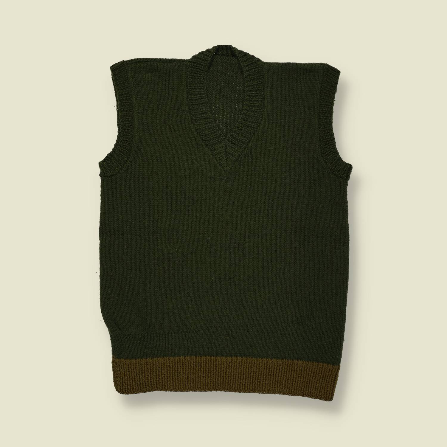 1950s–60s | Hand Knit | Wool V-Neck Vest - XS/S