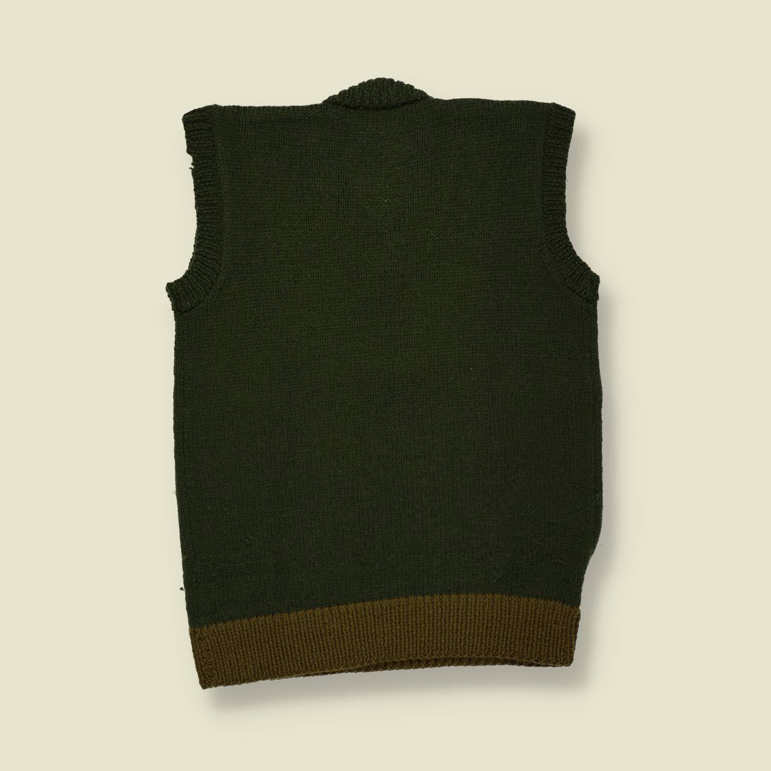 1950s–60s | Hand Knit | Wool V-Neck Vest - XS/S