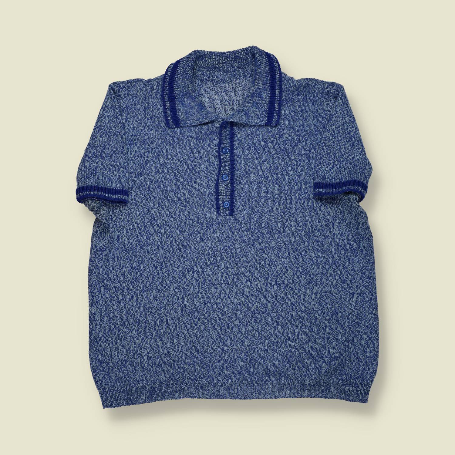 1970s | Hand Knit | Wool Polo Knit - L