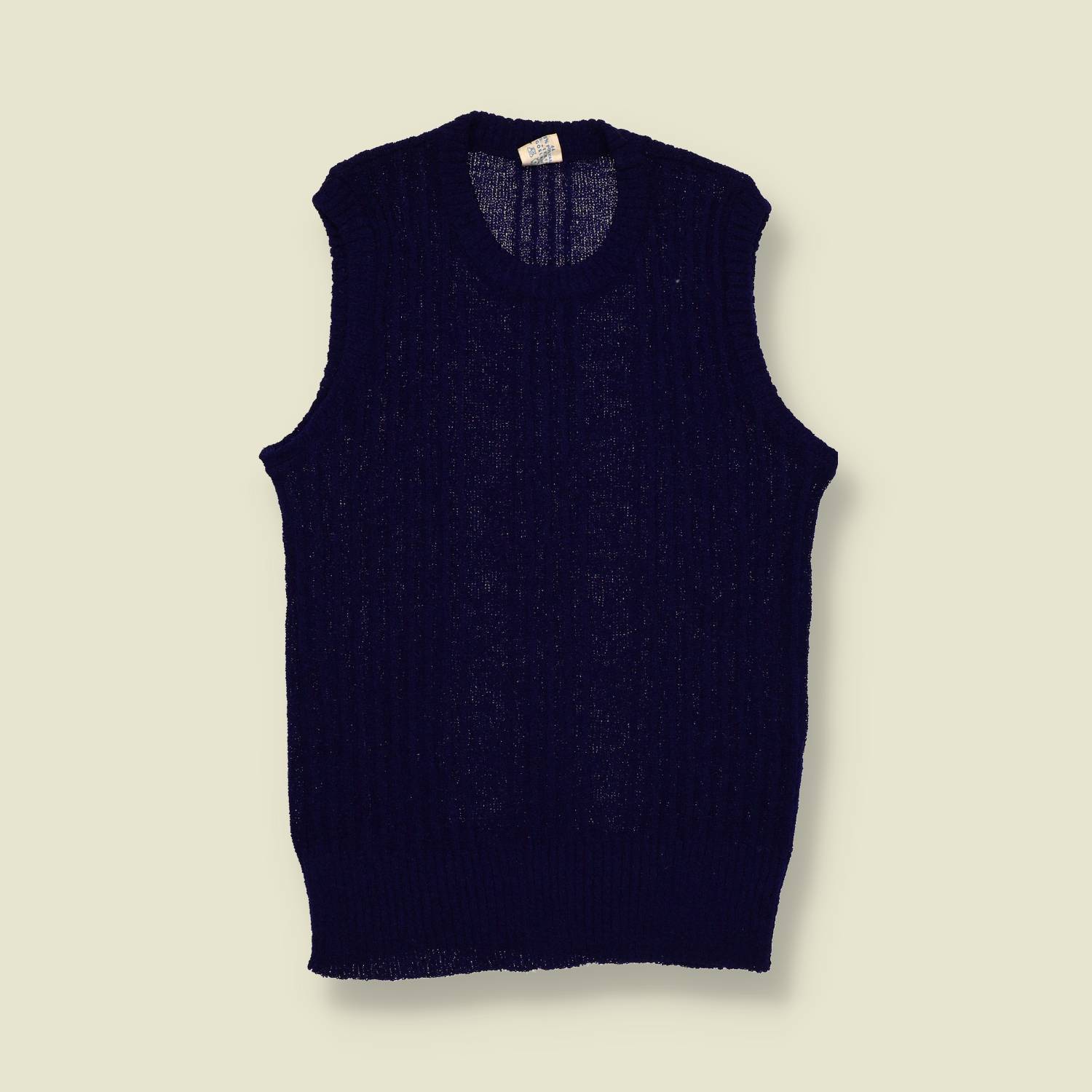 1970s | Unbranded | Knitted Tank Top – Navy - XXS