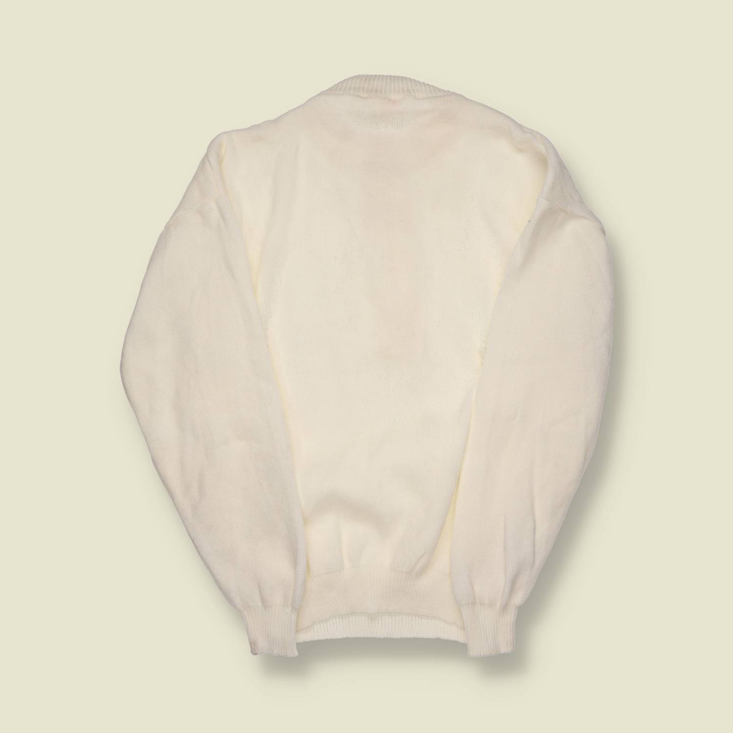 1970s | Unbranded | Knit Henley Sweater – Off White - S