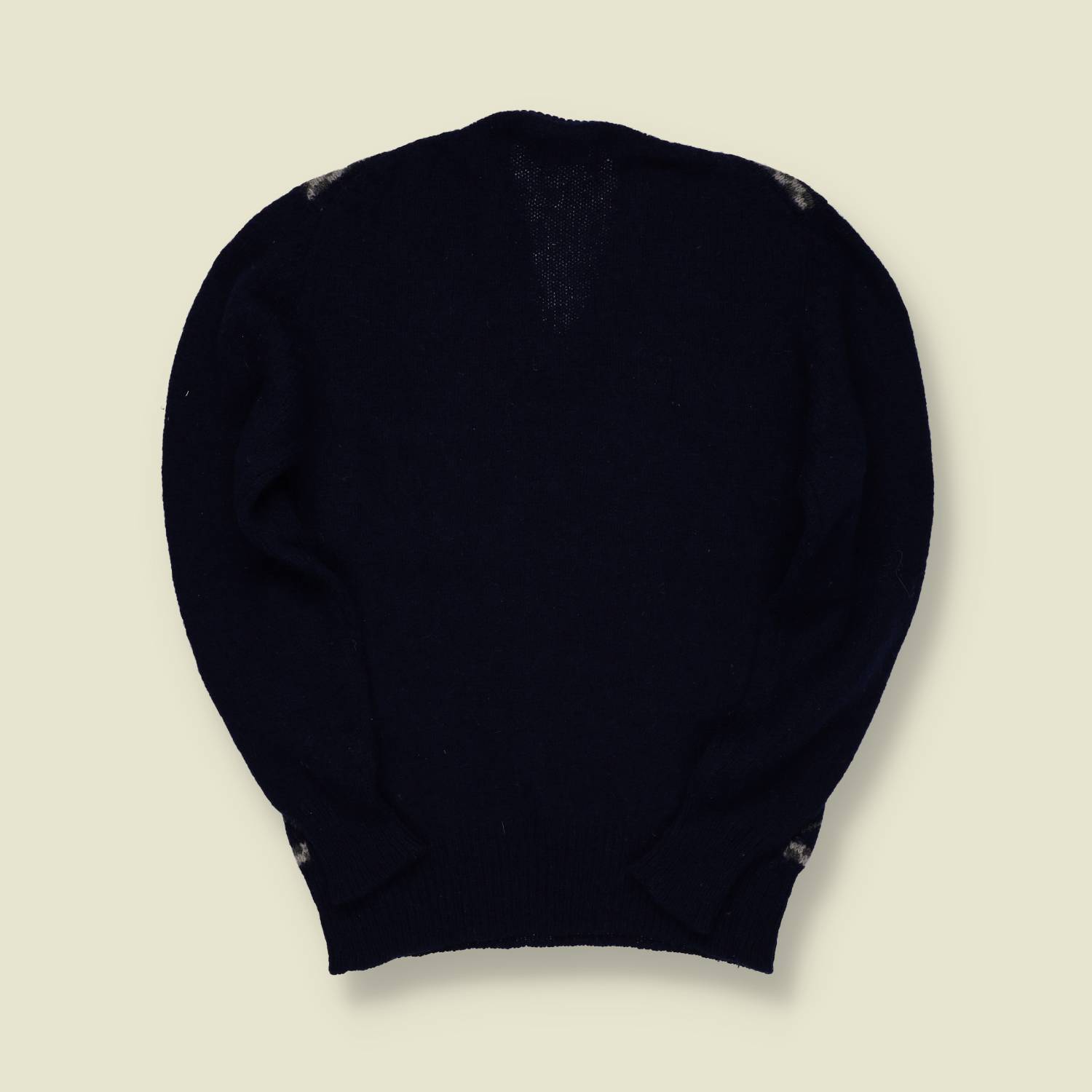 1980s | Carlo Martino | Patterned Wool V-Neck Knit – Black / Grey - XS