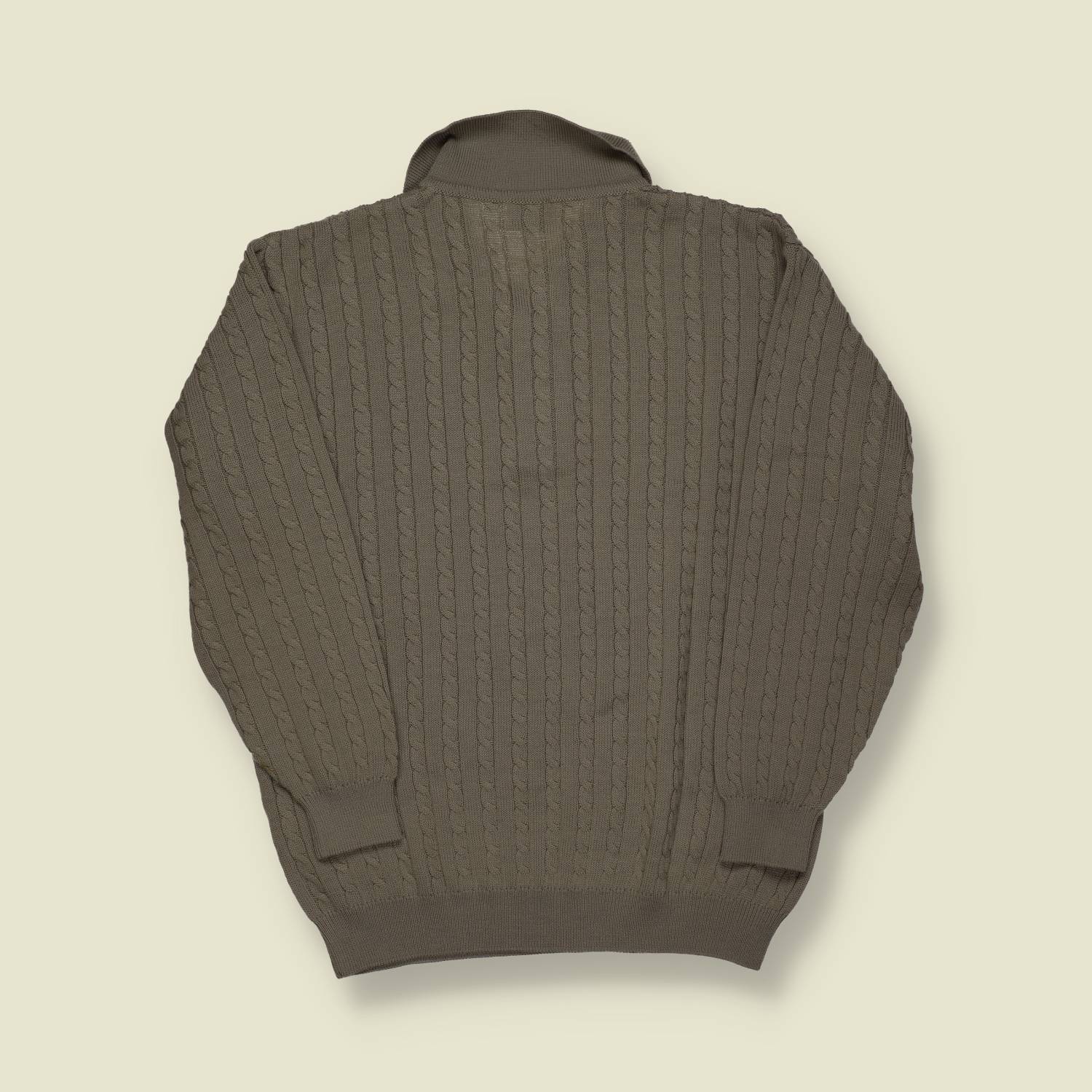 1980s | Massiotto | Made in Italy Cable Knit Polo – Olive -S/M