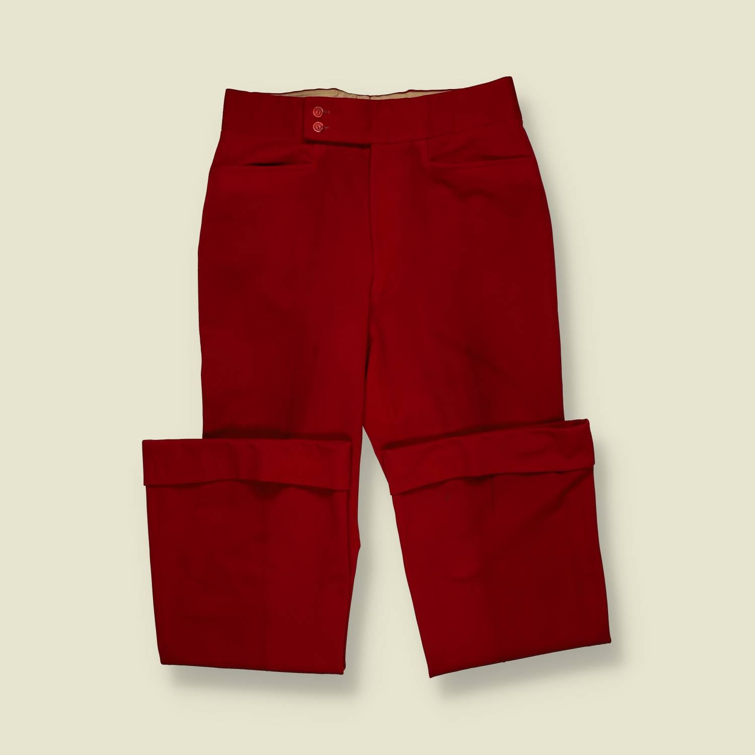 1970s | Unbranded | Flared Trousers – Deep Red - w30