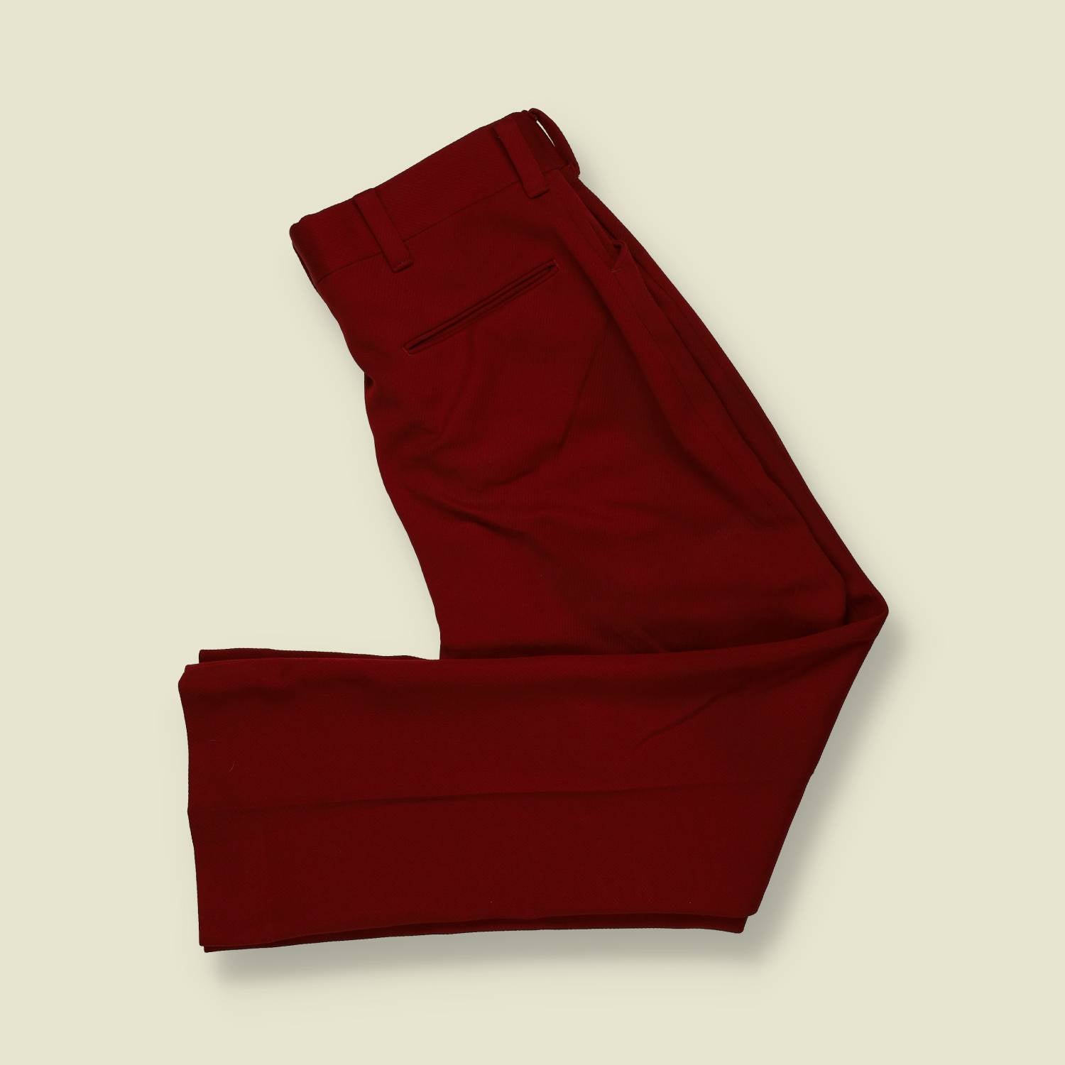 1970s | Unbranded | Flared Trousers – Burgundy Red - w32