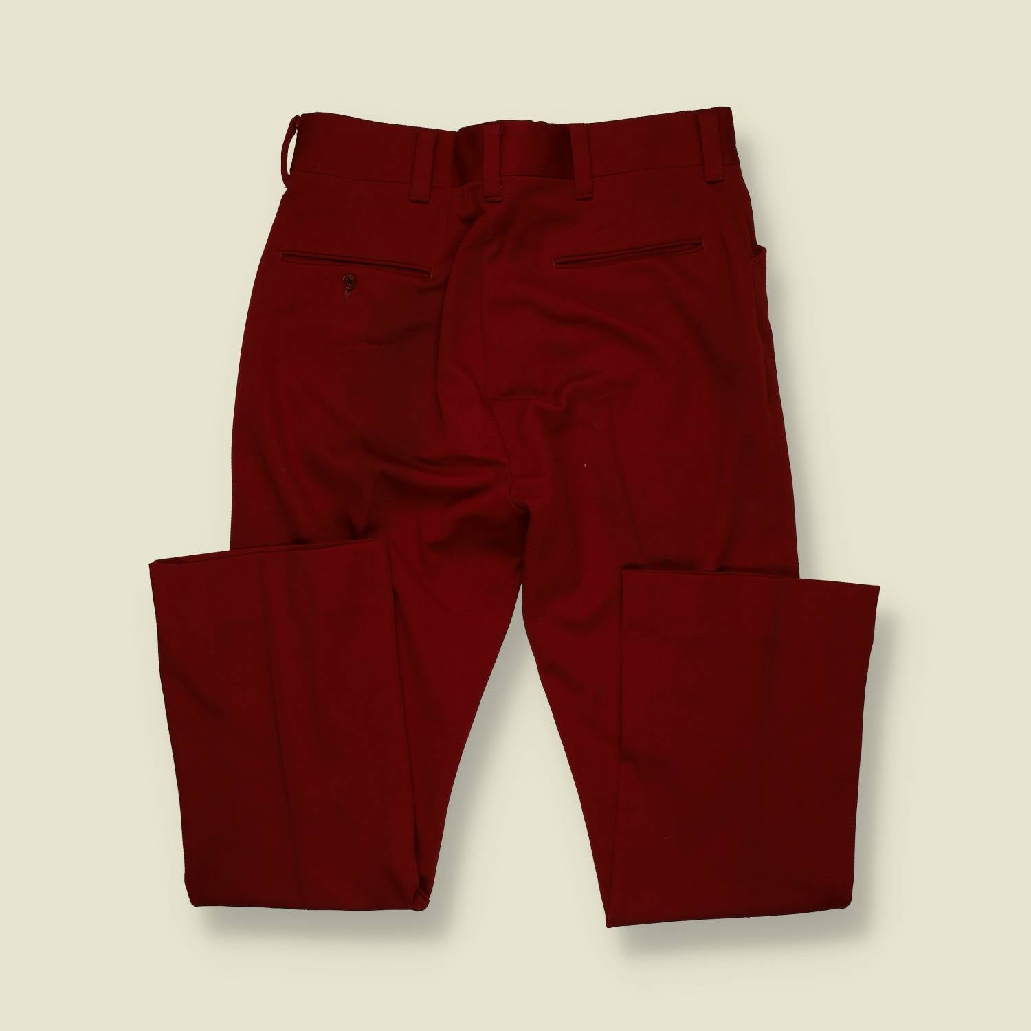 1970s | Unbranded | Flared Trousers – Burgundy Red - w32