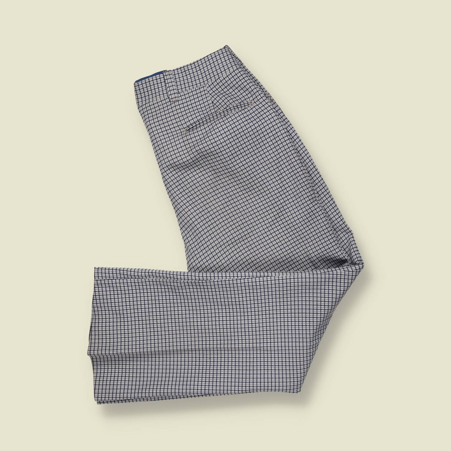 1970s | Sears | Checked Flared Trousers – Grey / Navy - w32