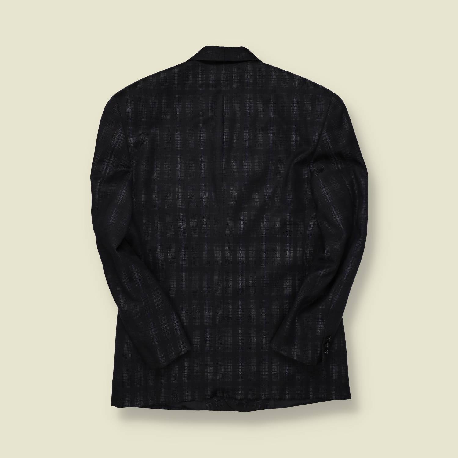 1980s | Italian Made | Double-Breasted Wool Blazer – Black Check - S/M