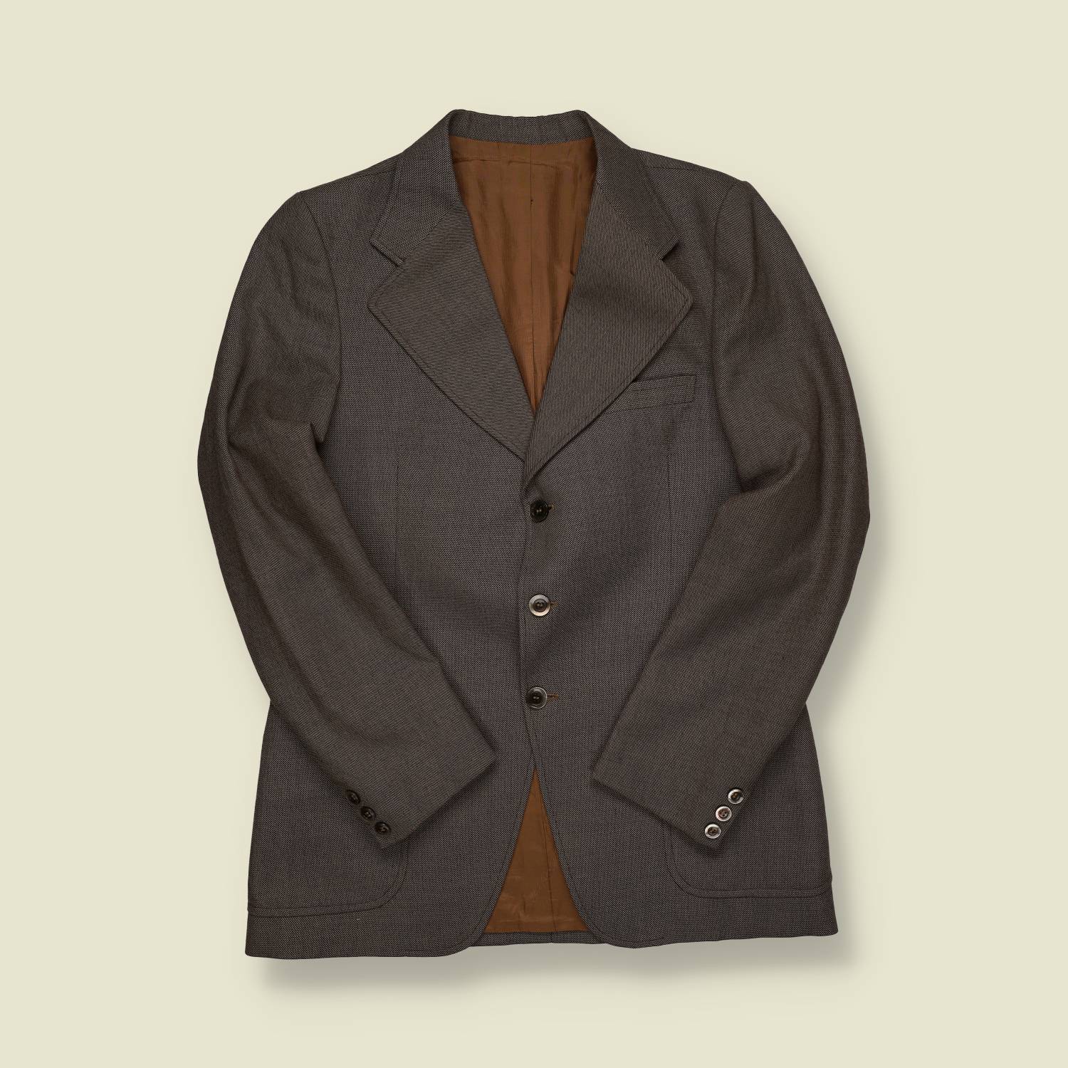 Late 1960s–Early 1970s | Unbranded | Wool Tailored Blazer – Charcoal - S/M